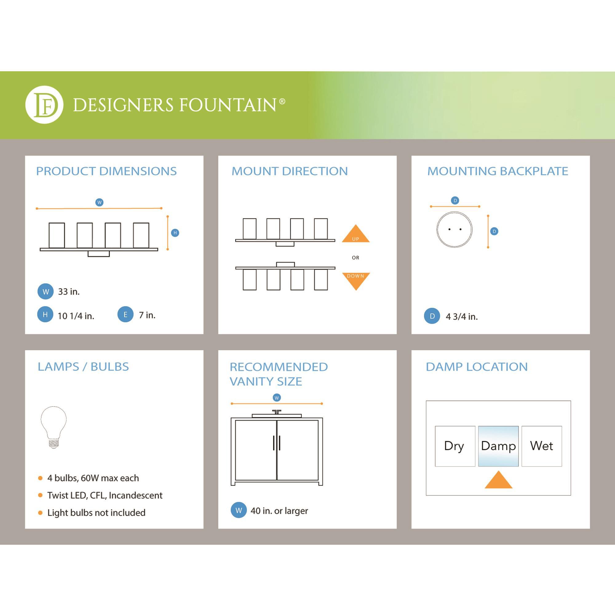 Ingo 33 Inch 4 Light Bath Vanity Light by Designers Fountain