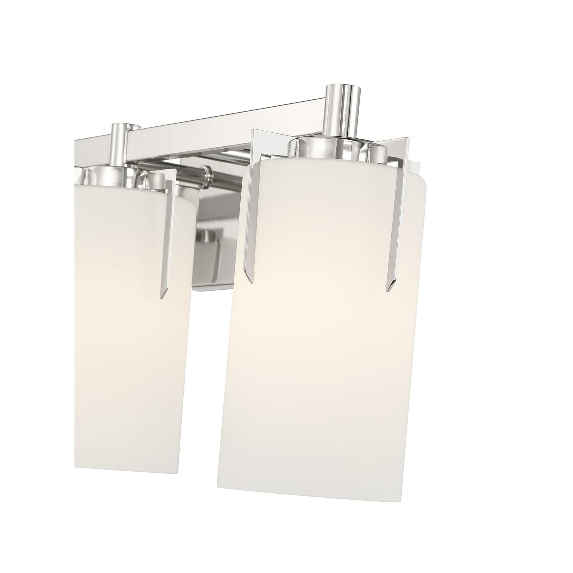 Shown in Polished Nickel finish and White Frosted glass