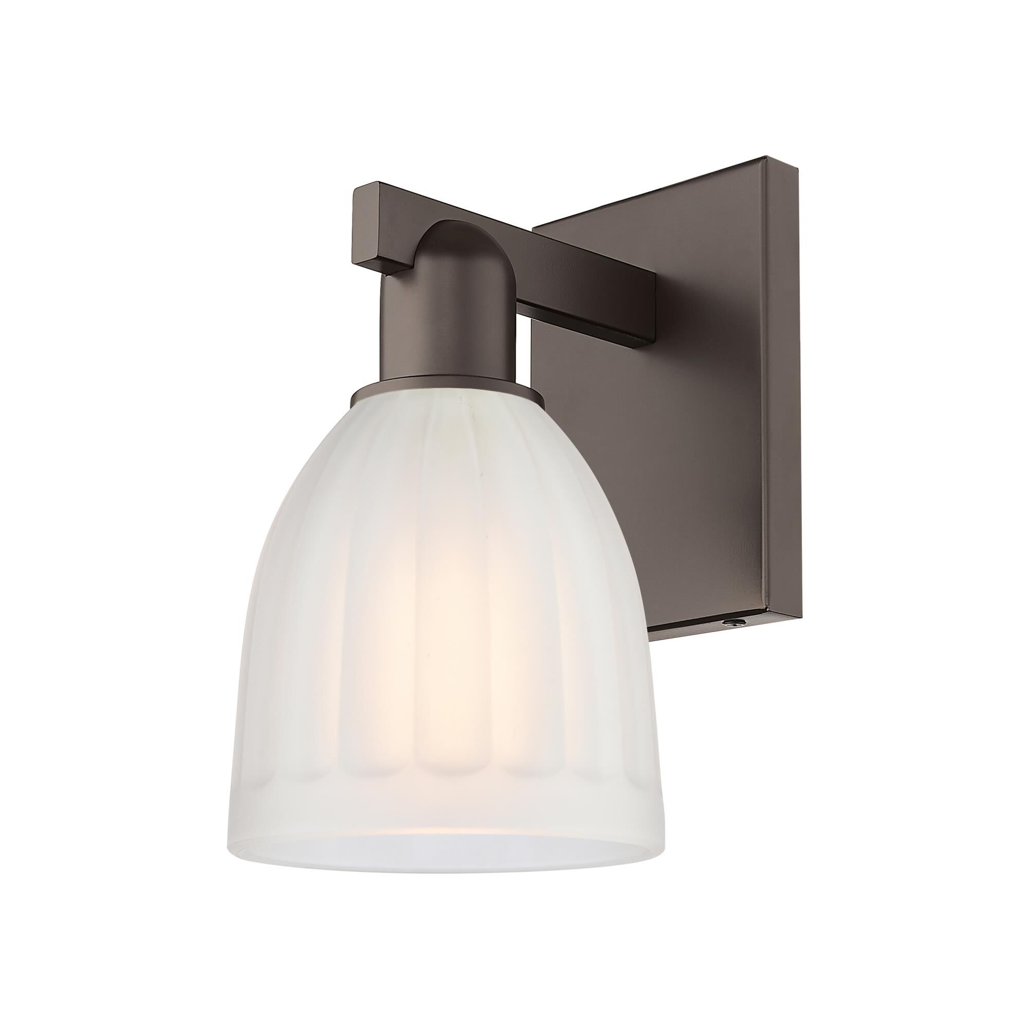 Shown in Oil Rubbed Bronze finish and White glass