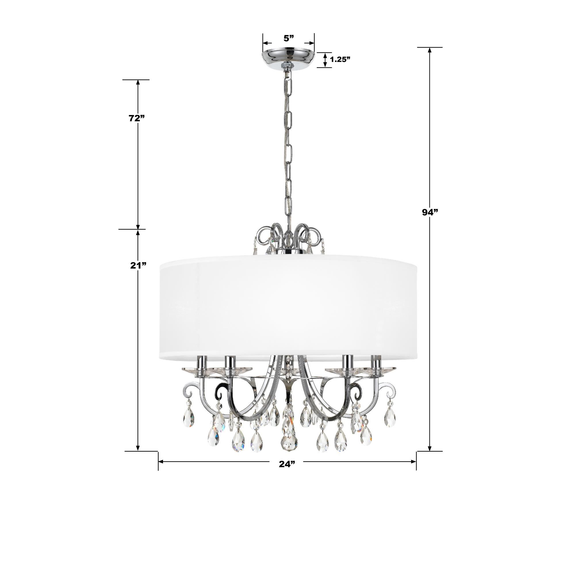 Shown in Polished Chrome finish and Hand Cut Crystal crystal and Silk glass and White shade