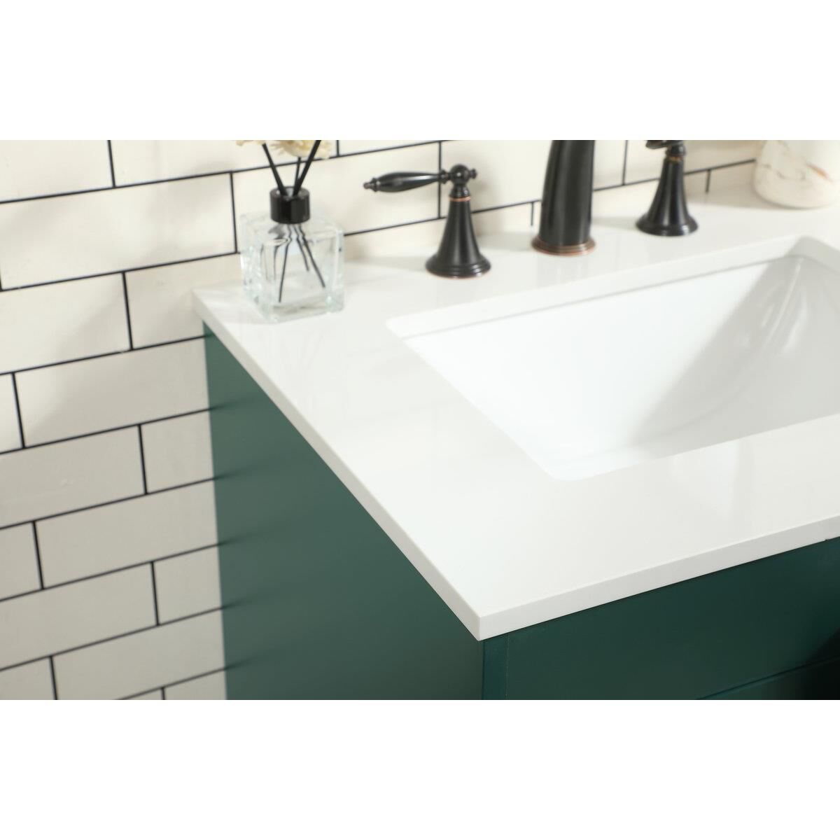 Shown in Green finish and Without Backsplash accent