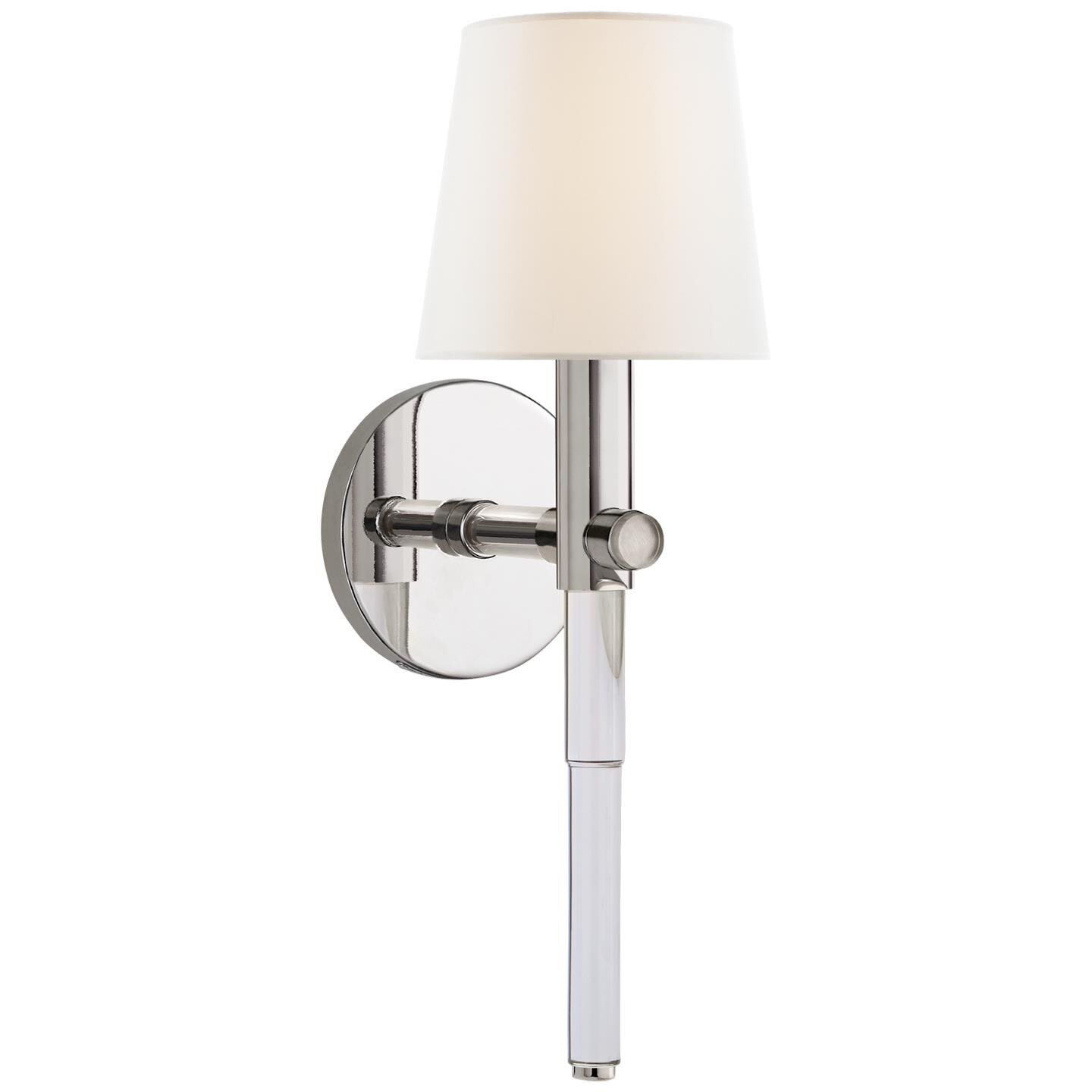 Shown in Crystal With Polished Nickel finish and Linen shade
