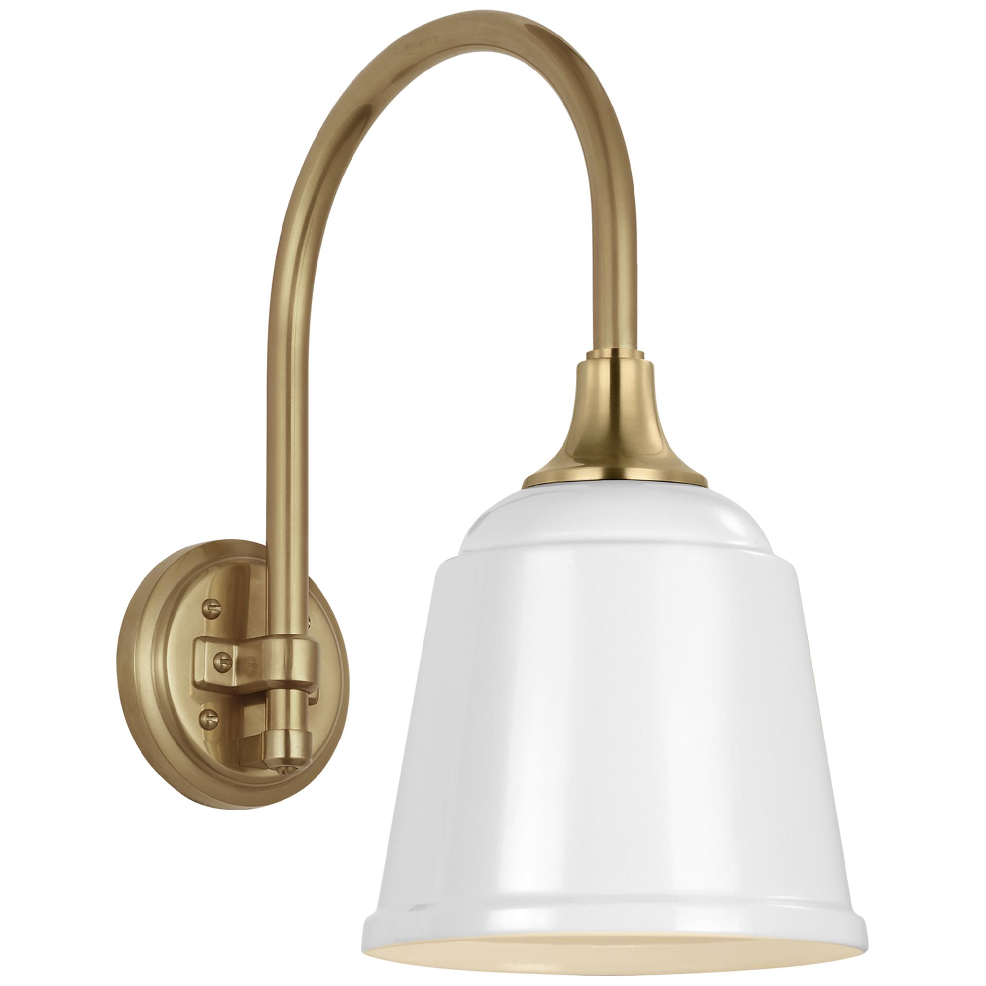 Shown in Hand-Rubbed Antique Brass finish and White Rockhouse shade