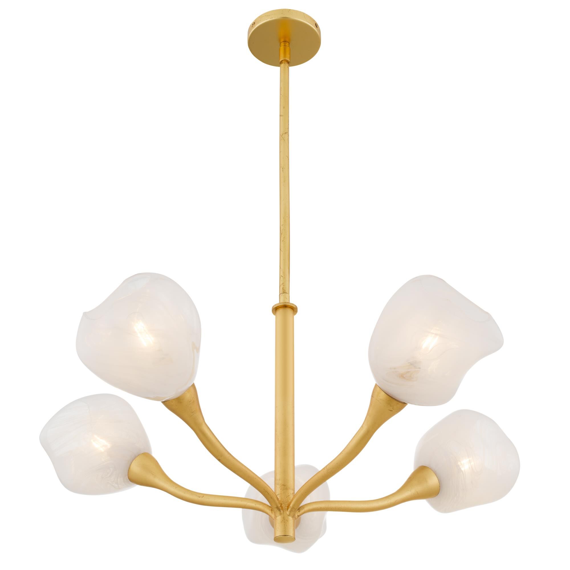Shown in Gold Leaf finish and Clear Alabaster Glass shade