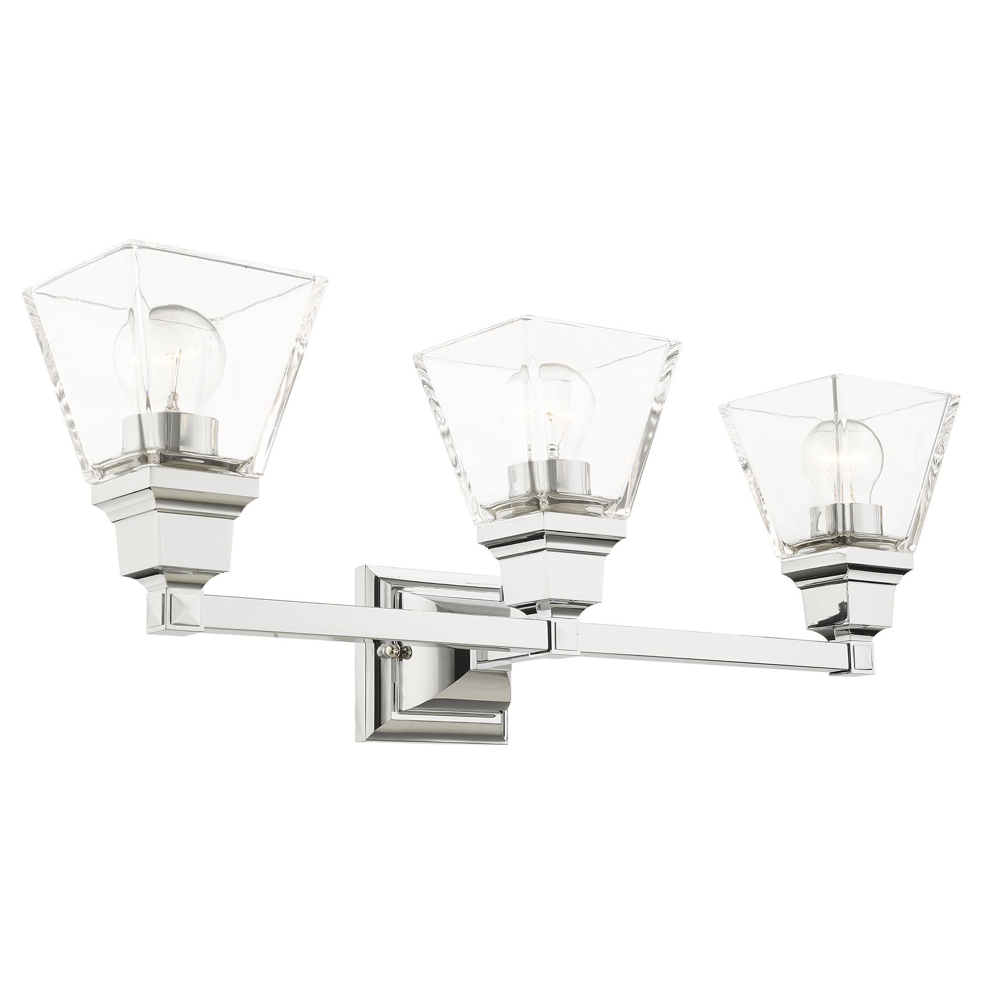Shown in Polished Chrome finish and Clear glass and Clear Glass shade