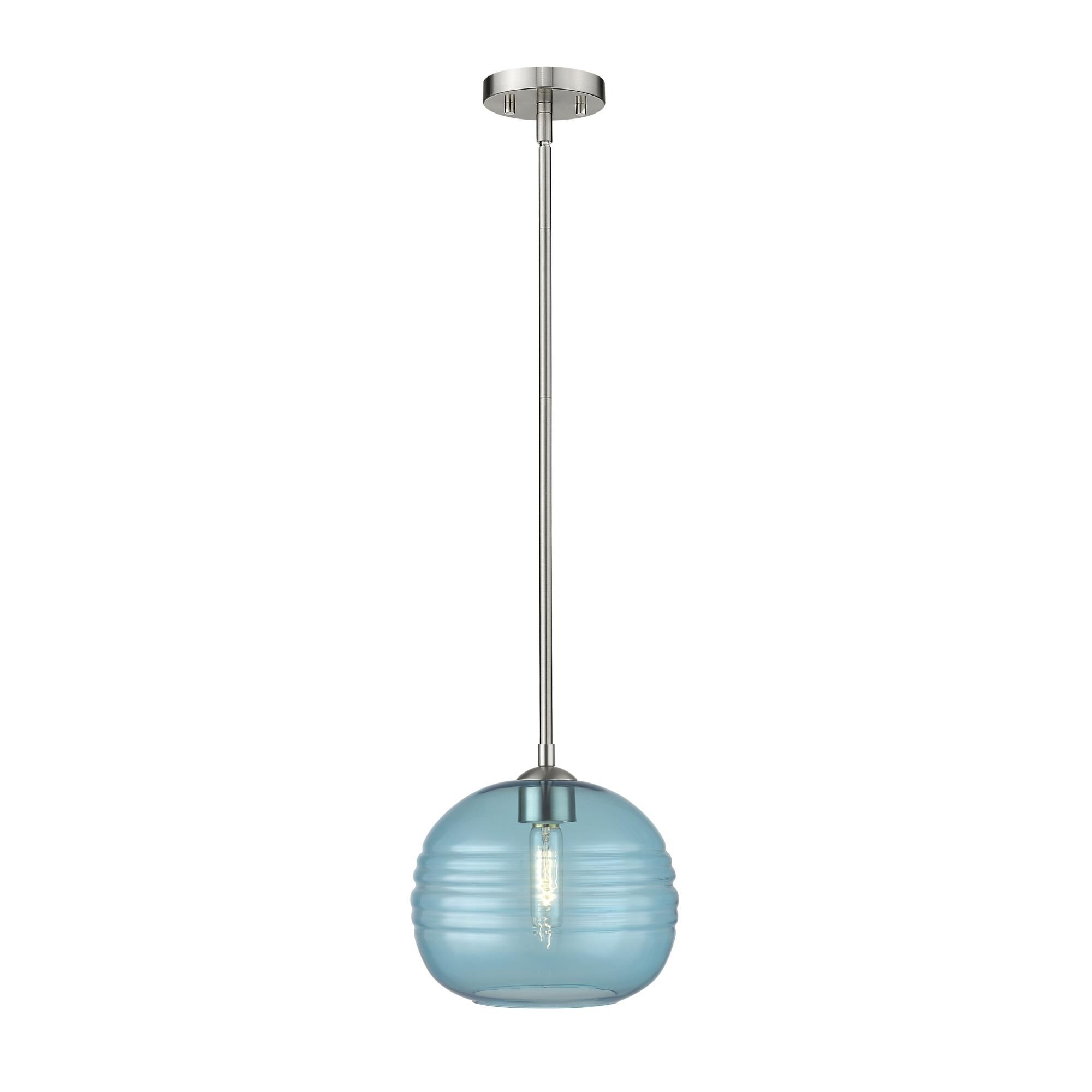 Shown in Brushed Nickel finish and Glass shade