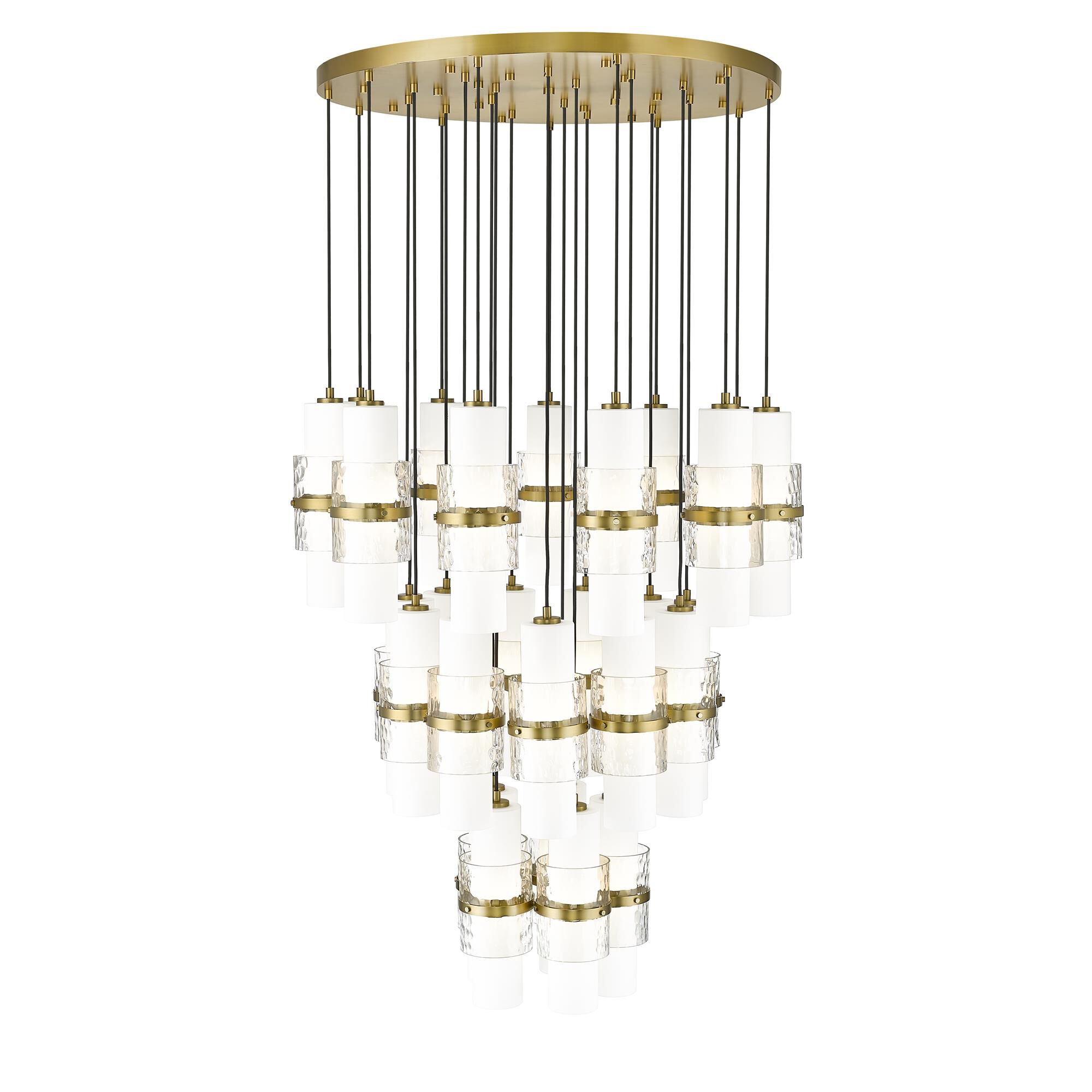 Shown in Modern Gold finish and Clear + Etched Opal glass and Clear + Etched Opal shade