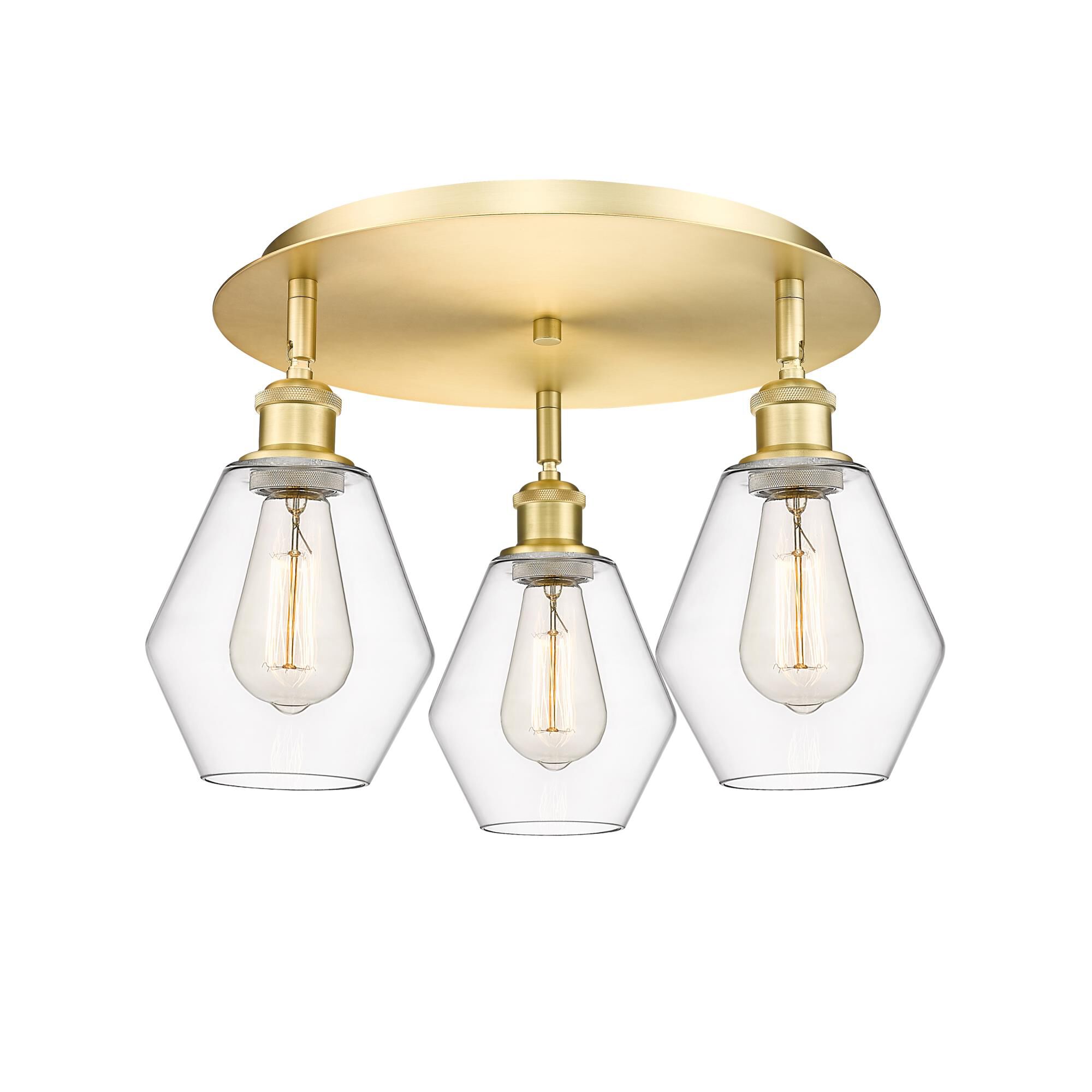 Shown in Satin Gold finish and Clear glass