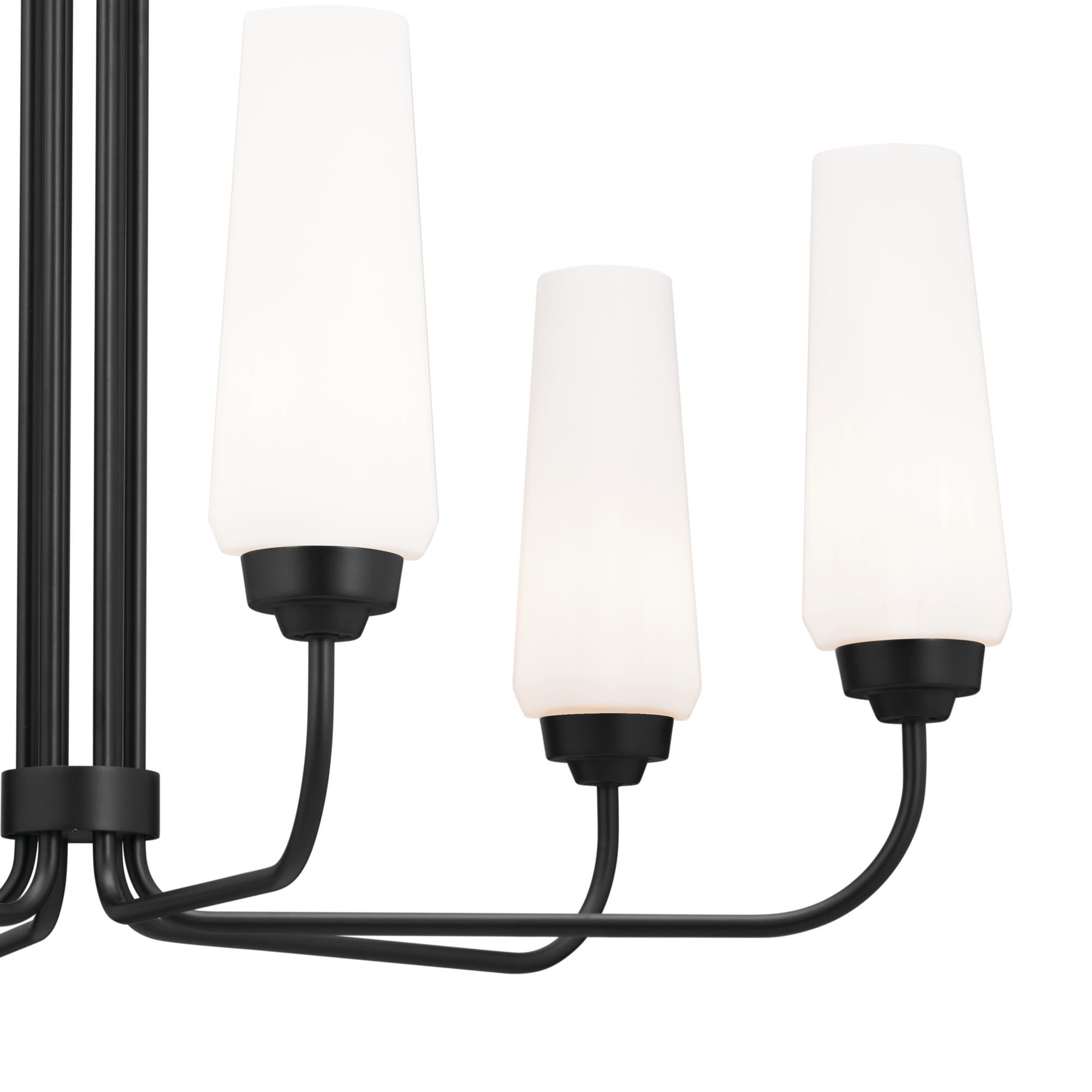 Shown in Black finish and Opal glass