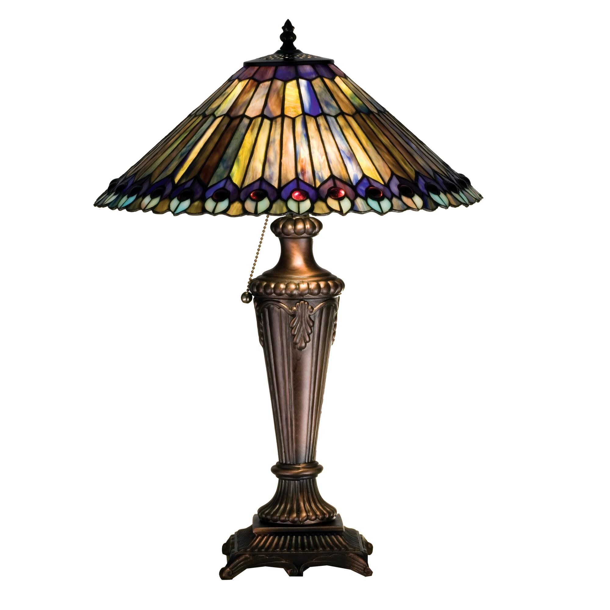 Tiffany Jeweled Peacock 23 Inch Table Lamp by Meyda Lighting