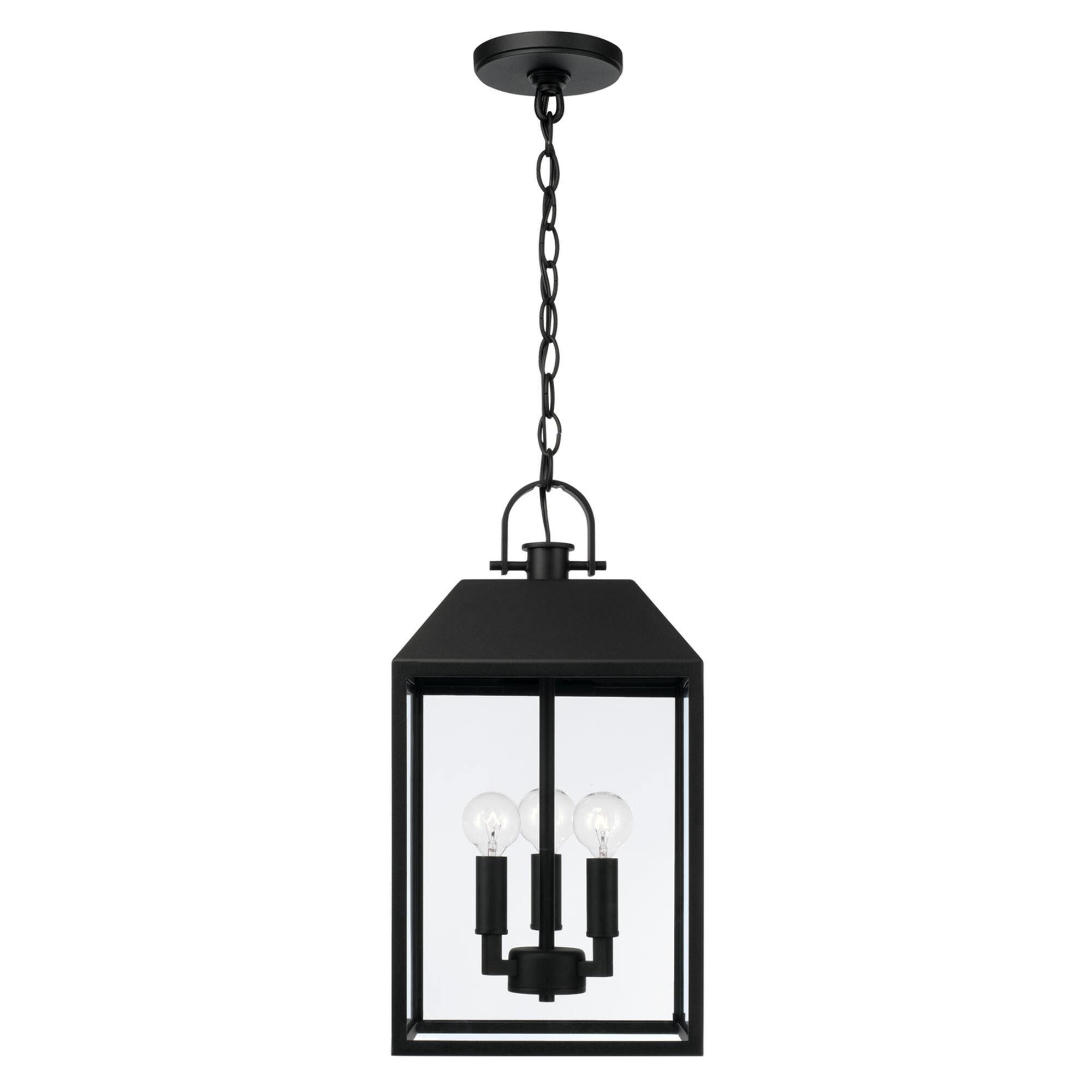 Shown in Black finish and Clear glass