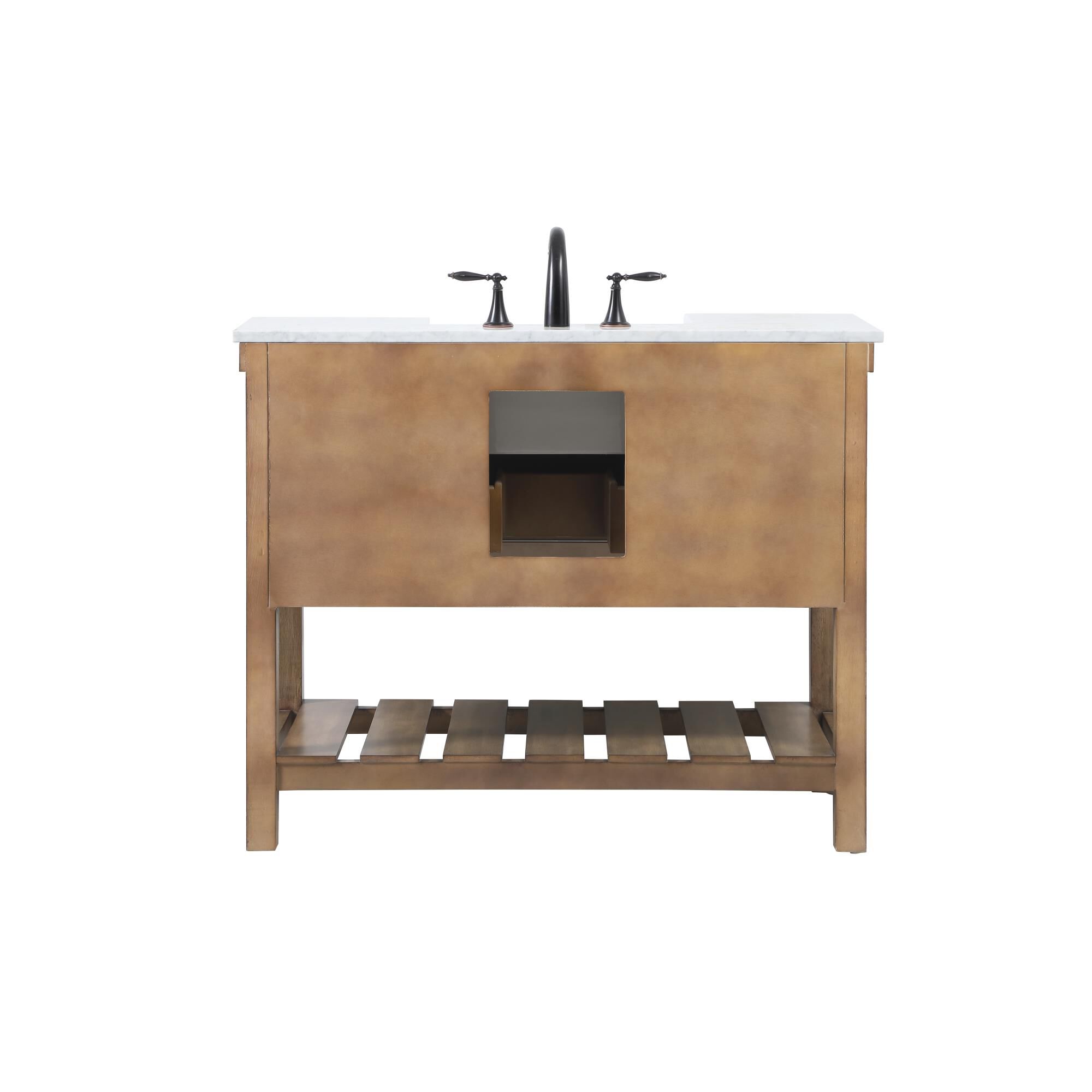 Shown in Driftwood finish and Without Backsplash accent