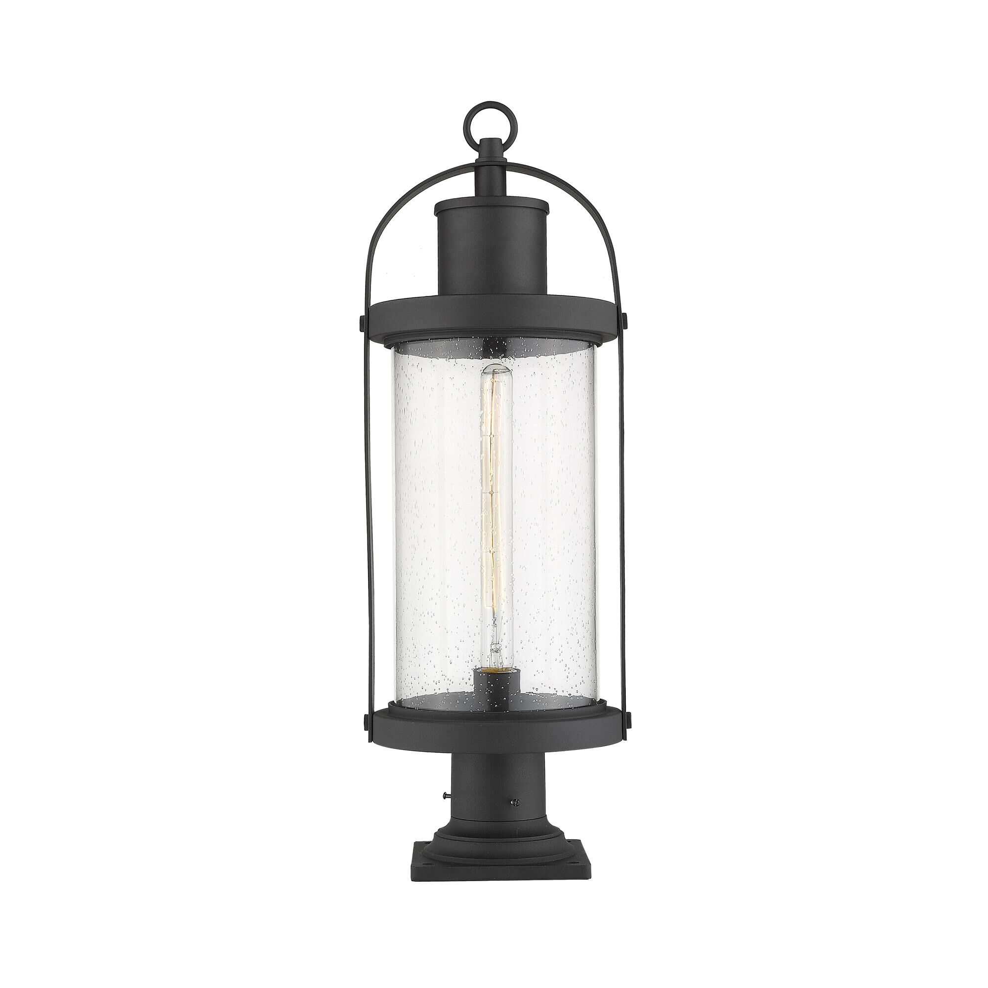 Shown in Black finish and Glass shade