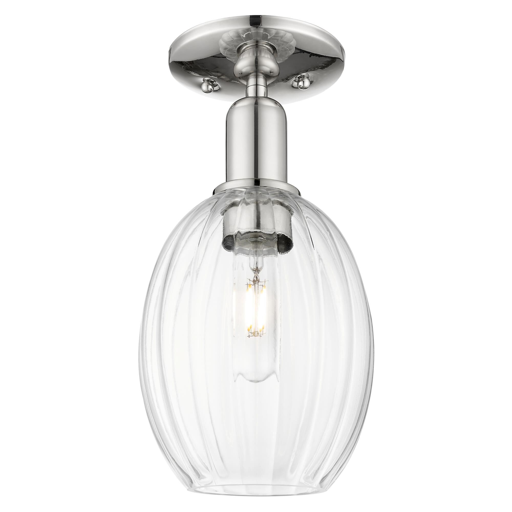 Shown in Polished Nickel finish and Clear glass