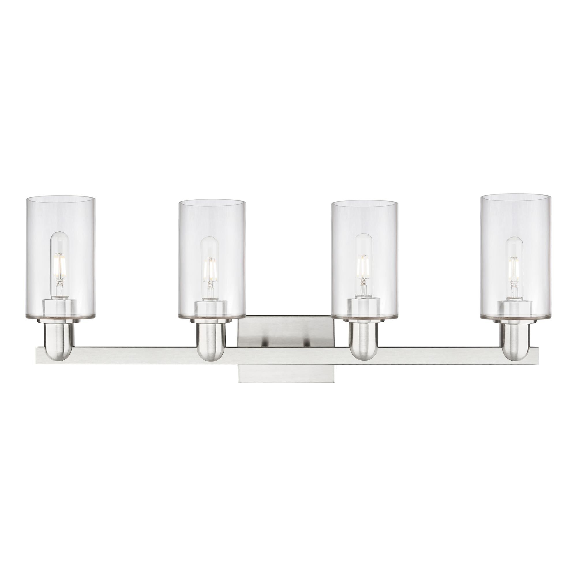 Shown in Brushed Satin Nickel finish and Clear glass