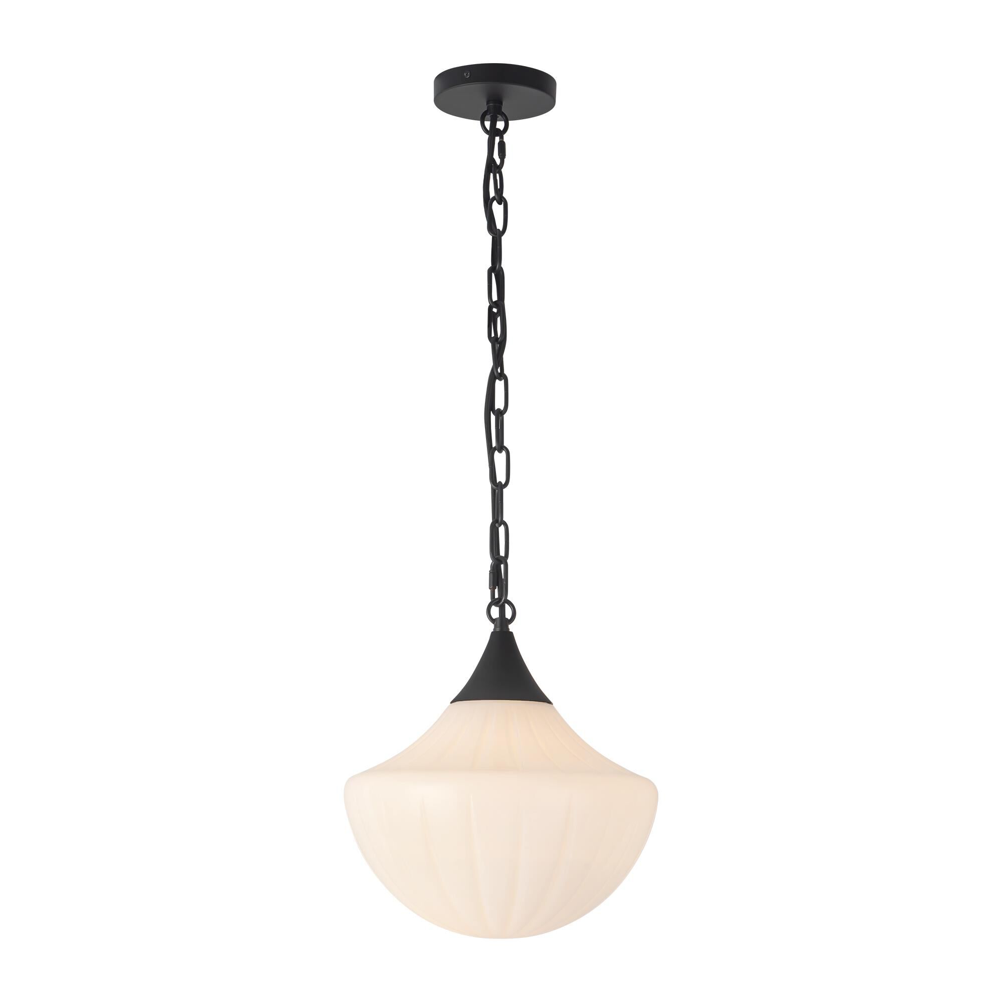 Shown in Matte Black finish and Glossy Ribbed Opal glass