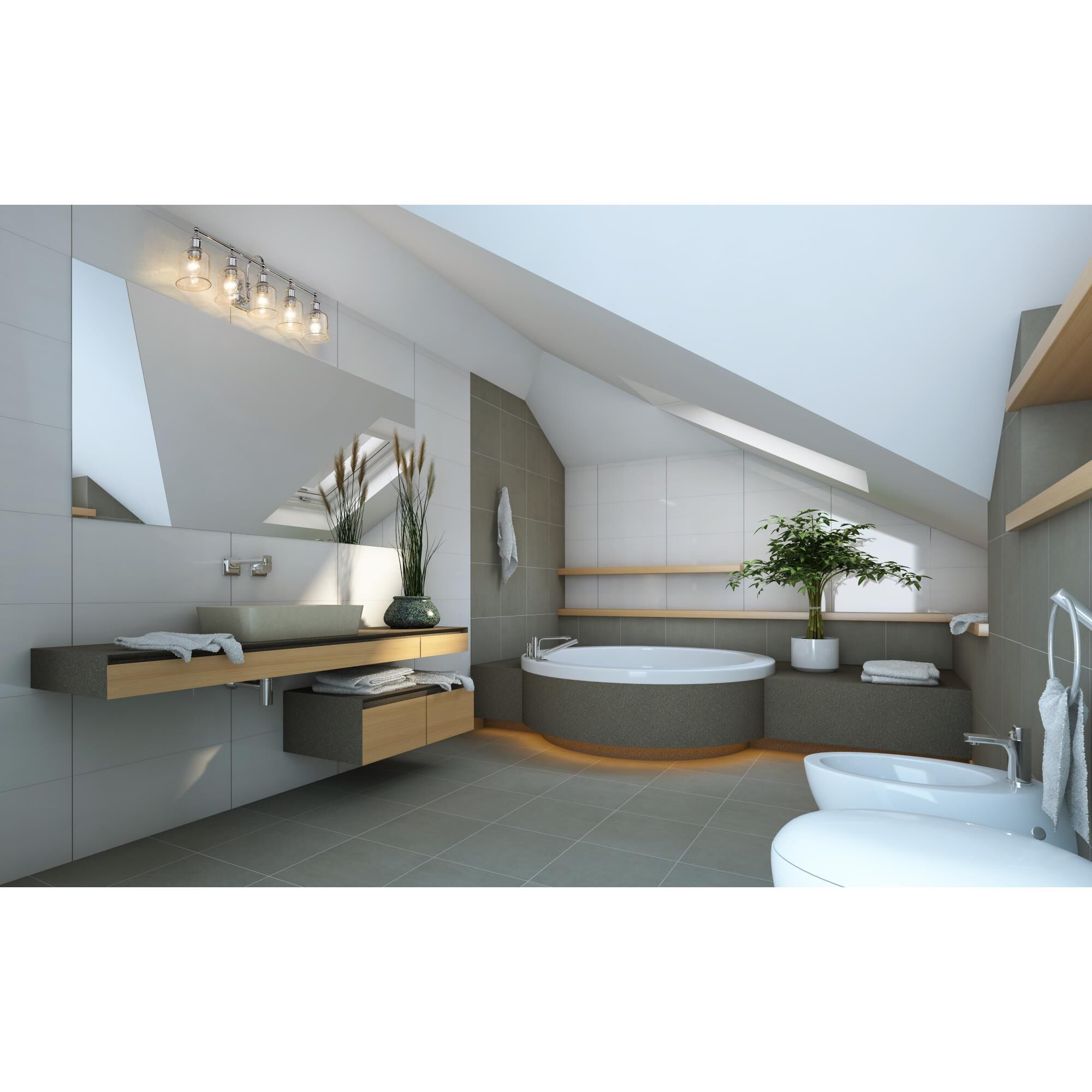 Shown in Chrome finish and Seeded glass