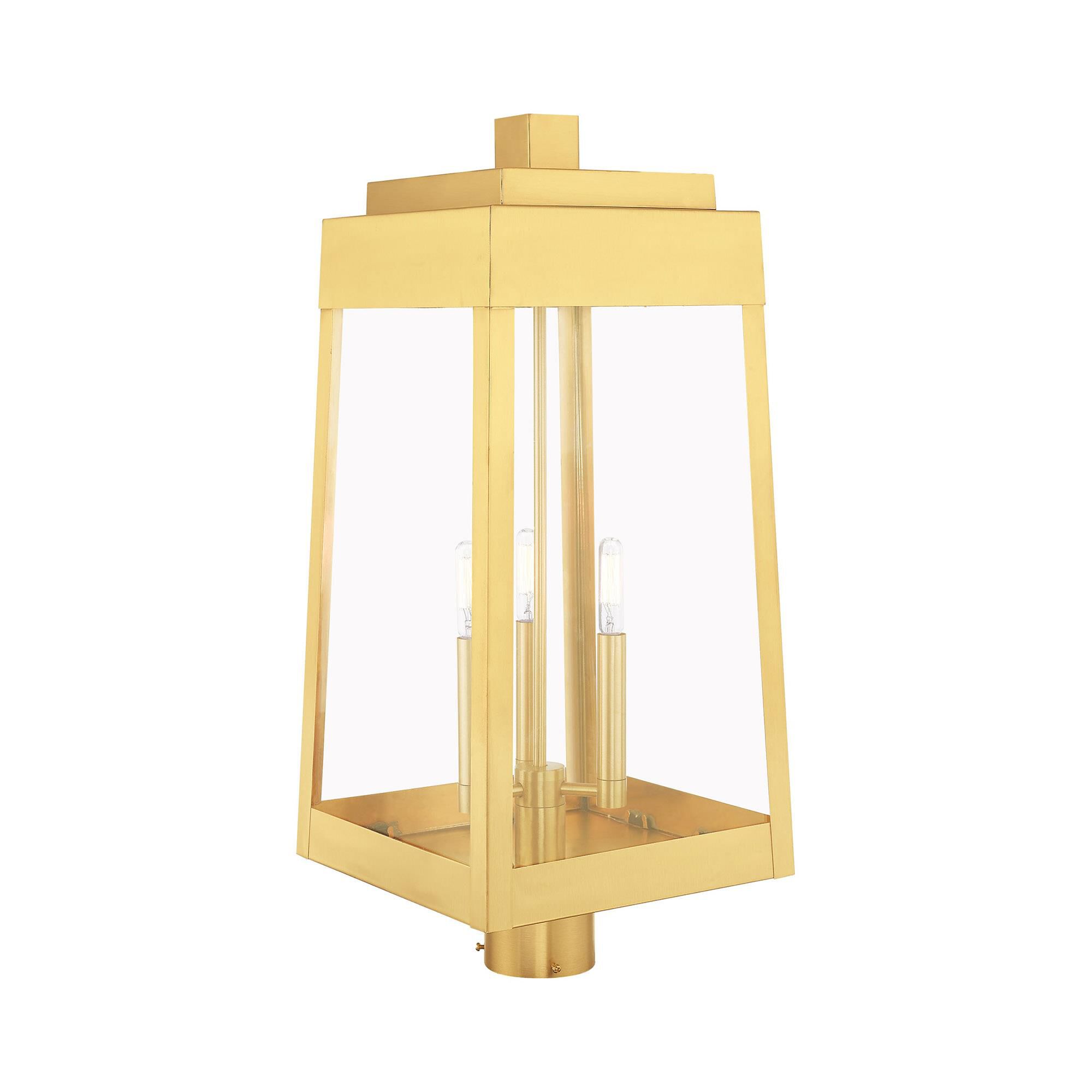 Shown in Satin Brass finish and Clear glass
