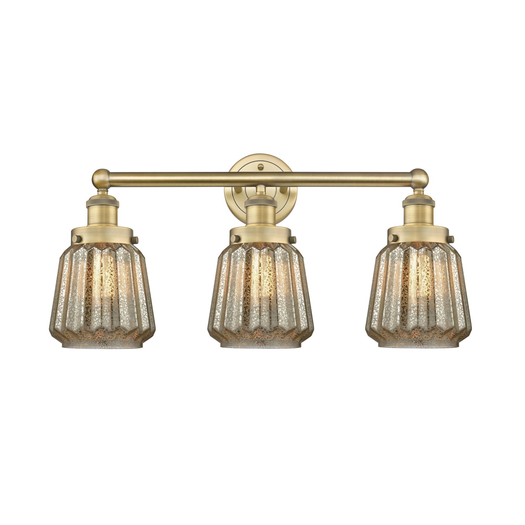 Shown in Brushed Brass finish and Mercury glass