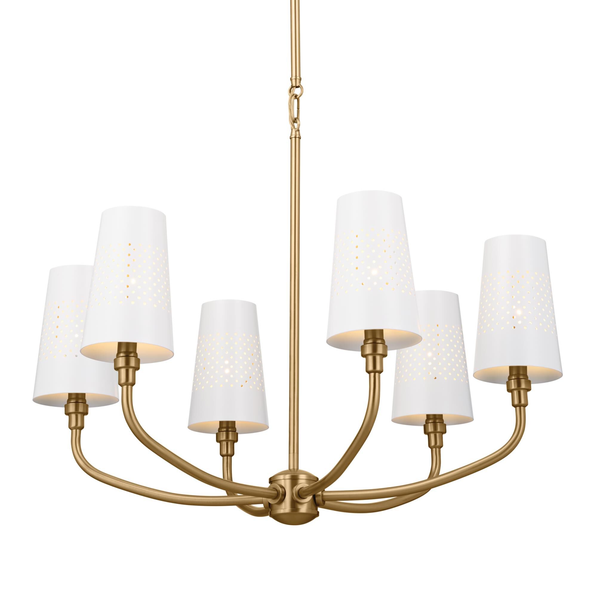 Shown in Brushed Natural Brass finish and Metal and Bell shade