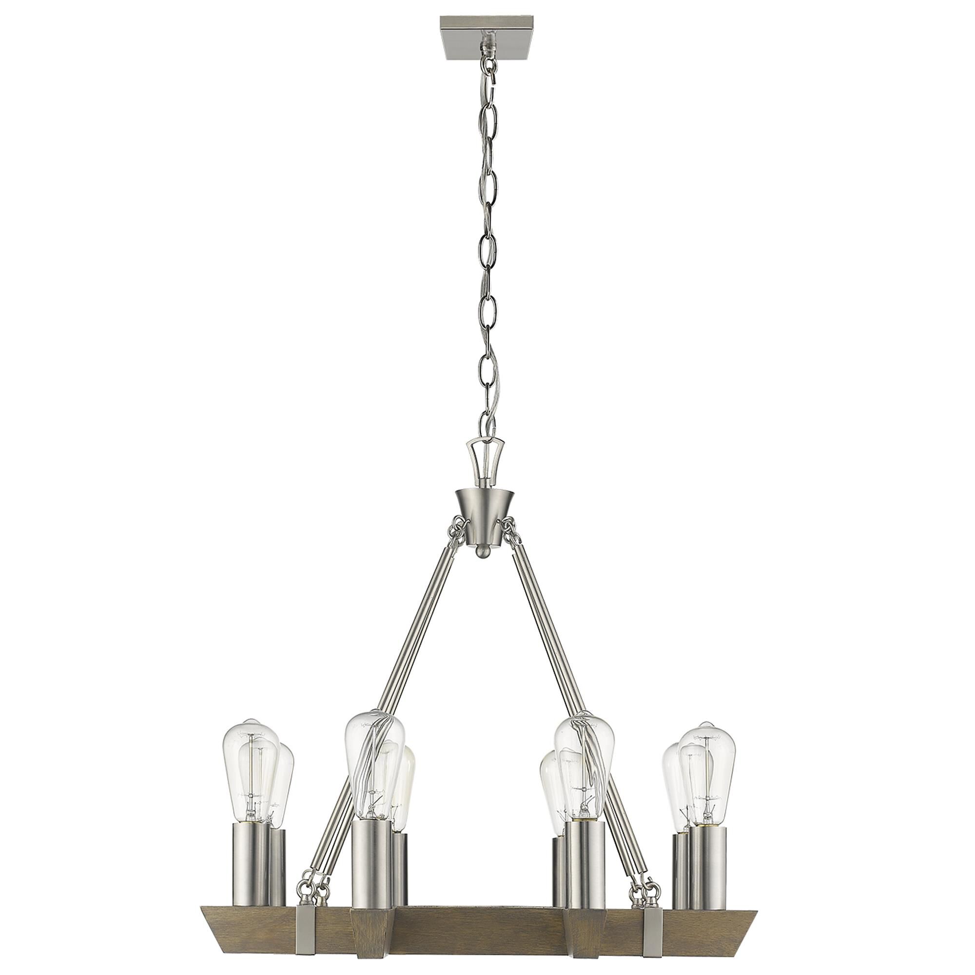 Shown in Satin Nickel finish and -- glass and -- shade