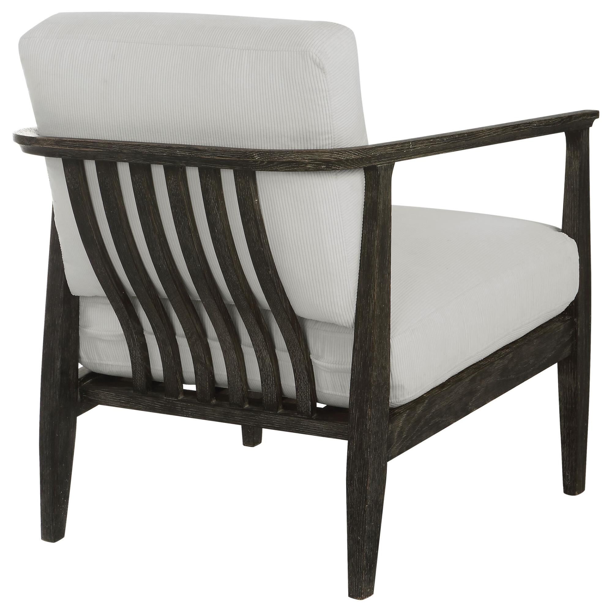 Shown in This Refreshing Take On A Modern Accent Chair Features A Curved Open Back Design In Solid Oak Wood.  finish
