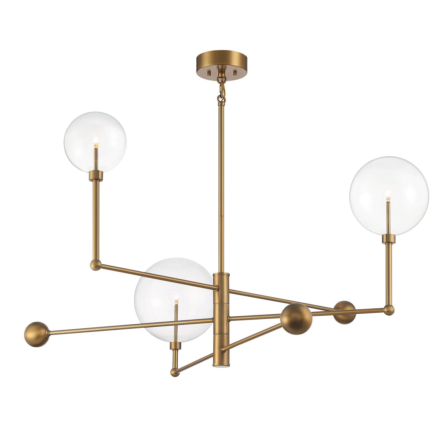 Shown in Natural Brass finish and Clear glass