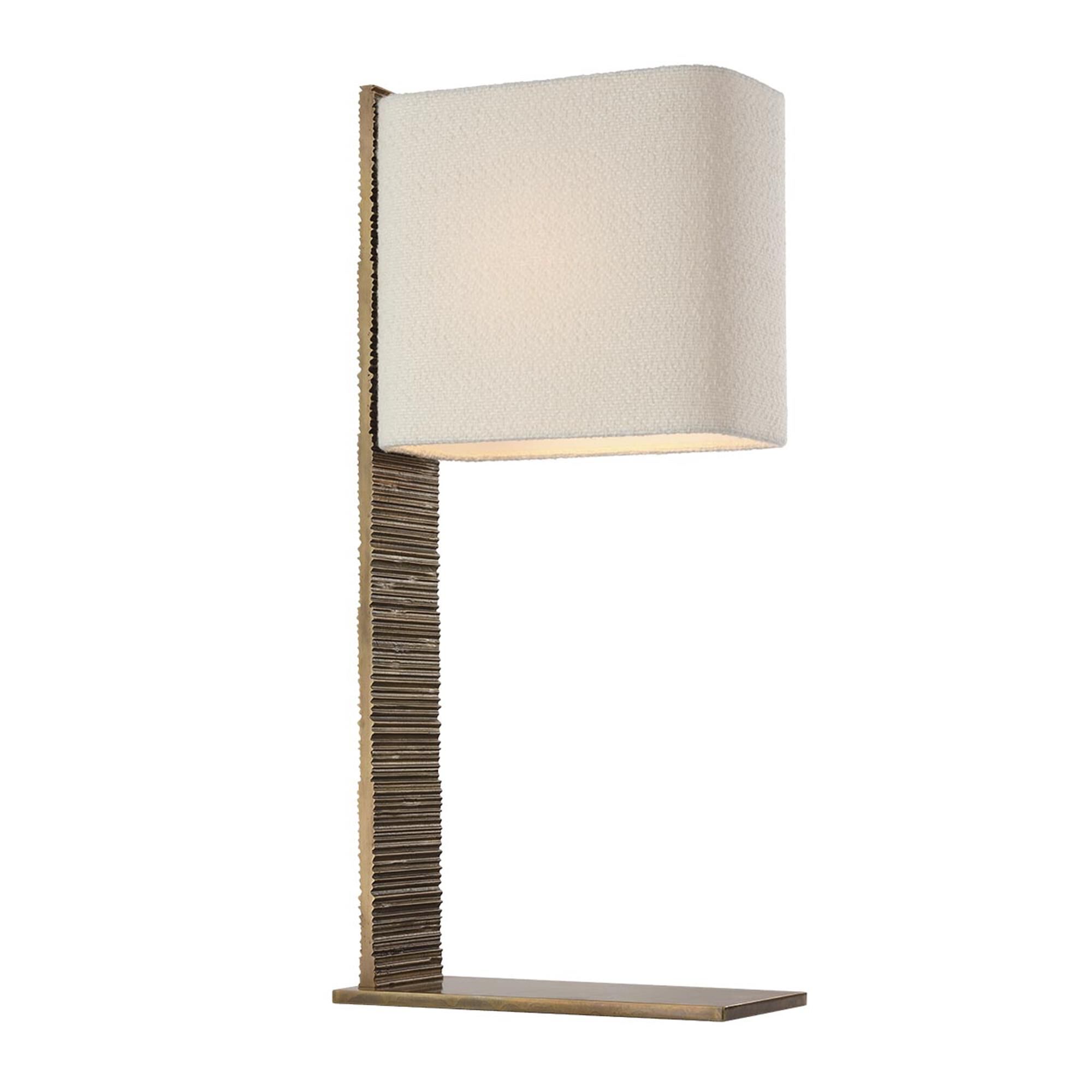 Shown in Ridged Tombac finish and Boucle Rectangle shade