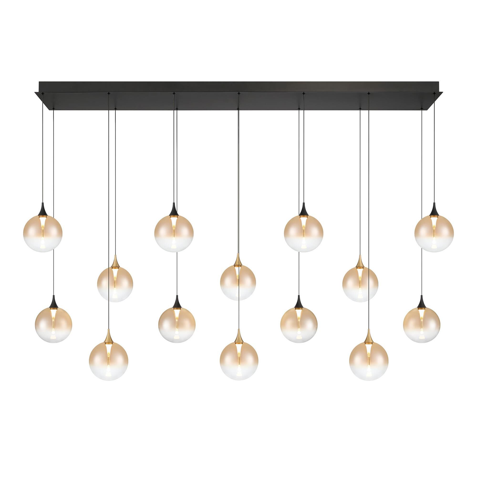 Shown in Gold-Black finish and Amber glass