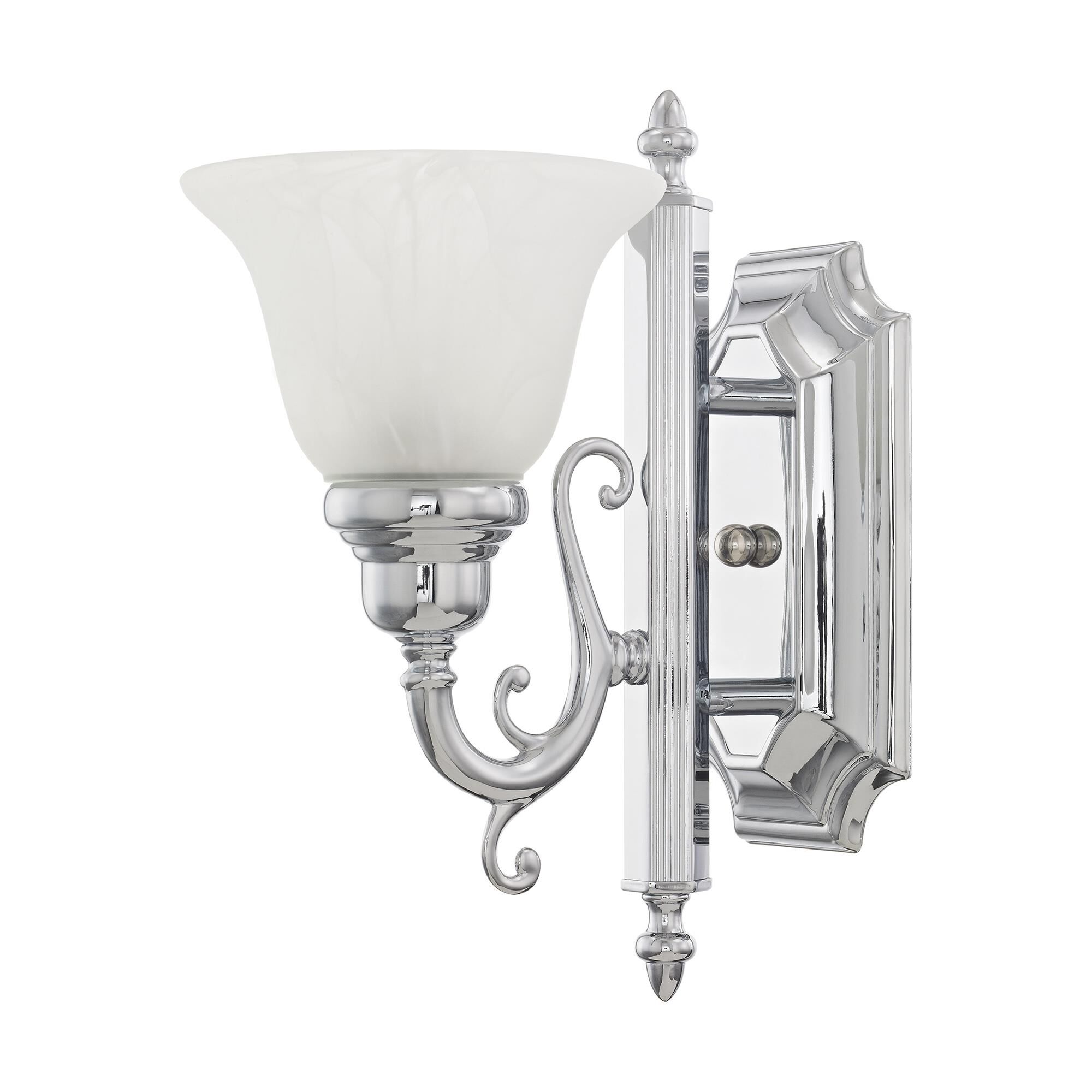 Shown in Chrome finish and White Alabaster glass
