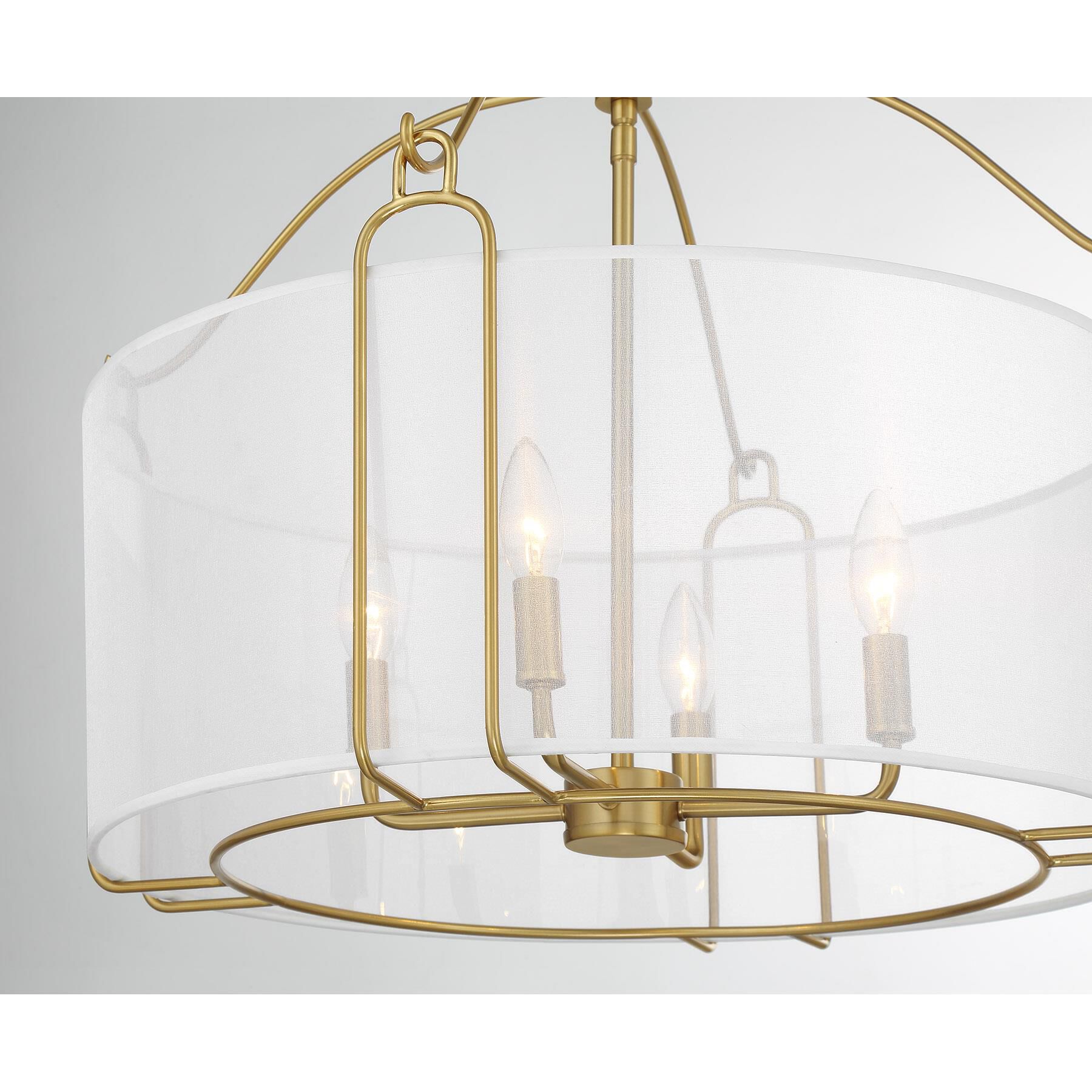 Shown in Warm Brass finish and Organza shade