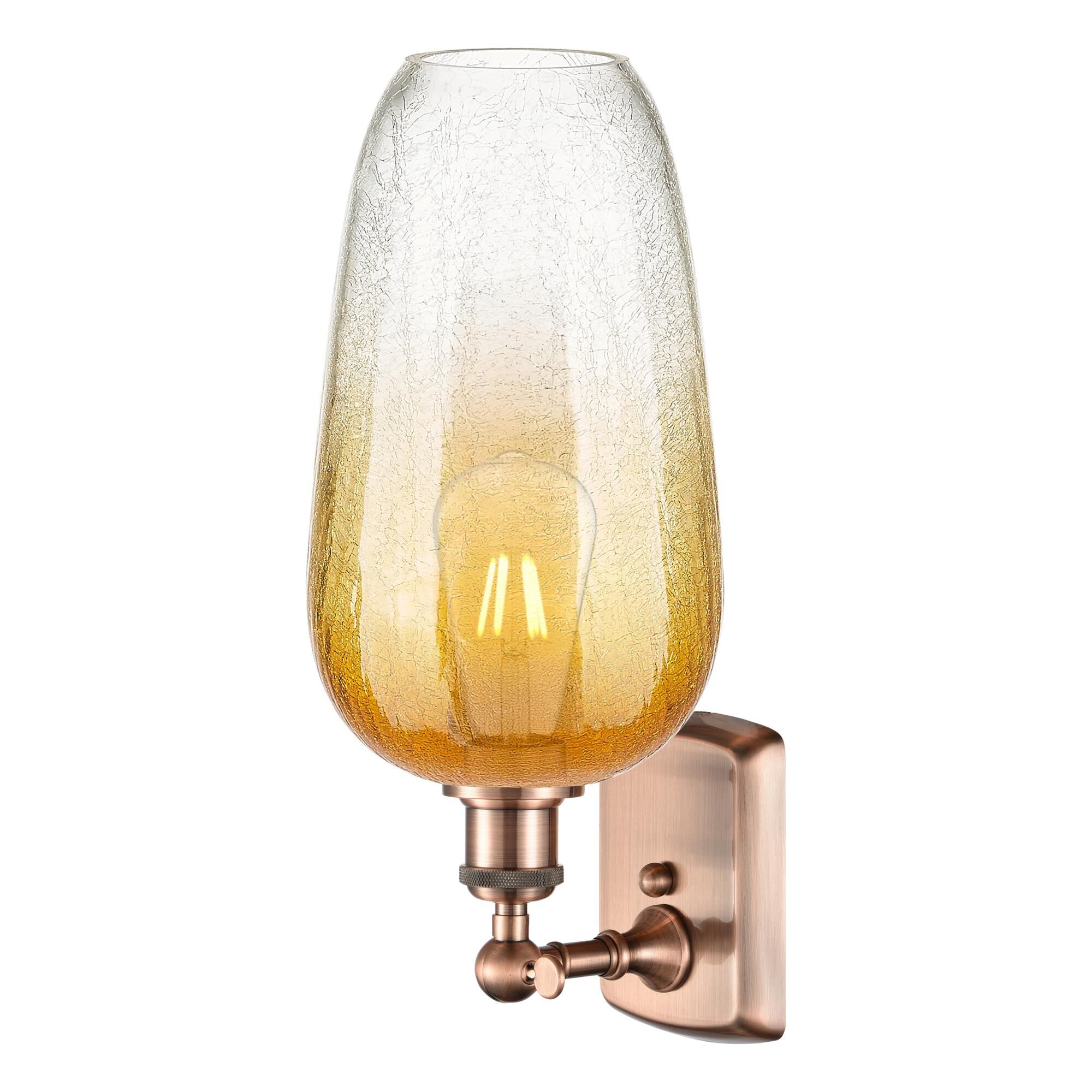 Shown in Antique Copper finish and Amber glass