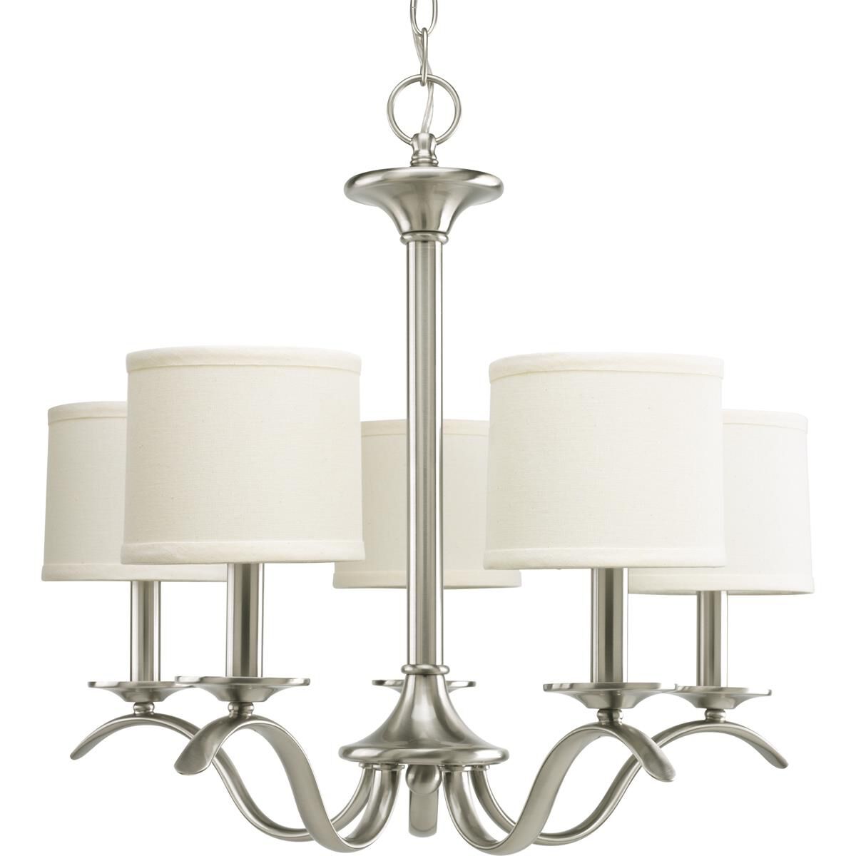 Shown in Brushed Nickel finish and Fabric shade