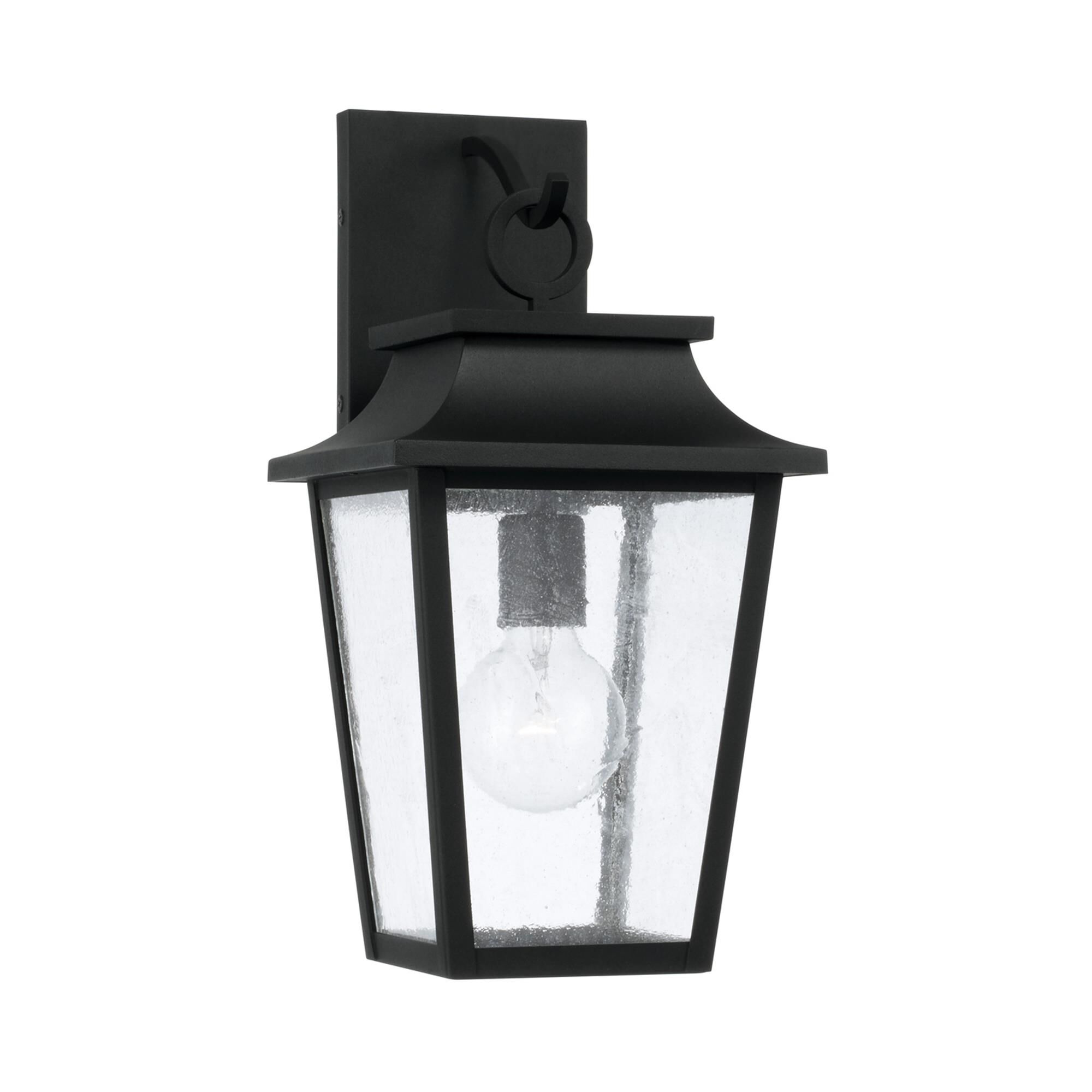 Shown in Black finish and Antiqued glass