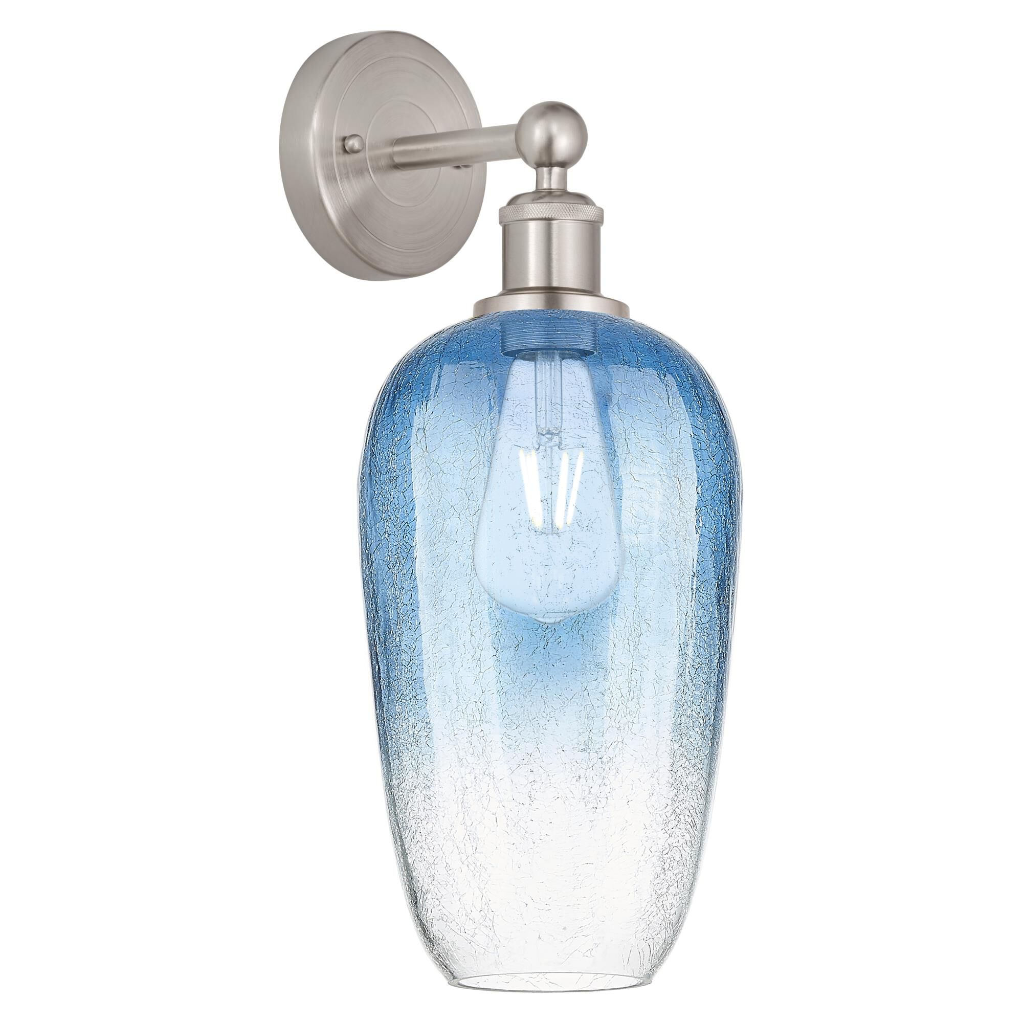 Shown in Brushed Satin Nickel finish and Sapphire Blue glass