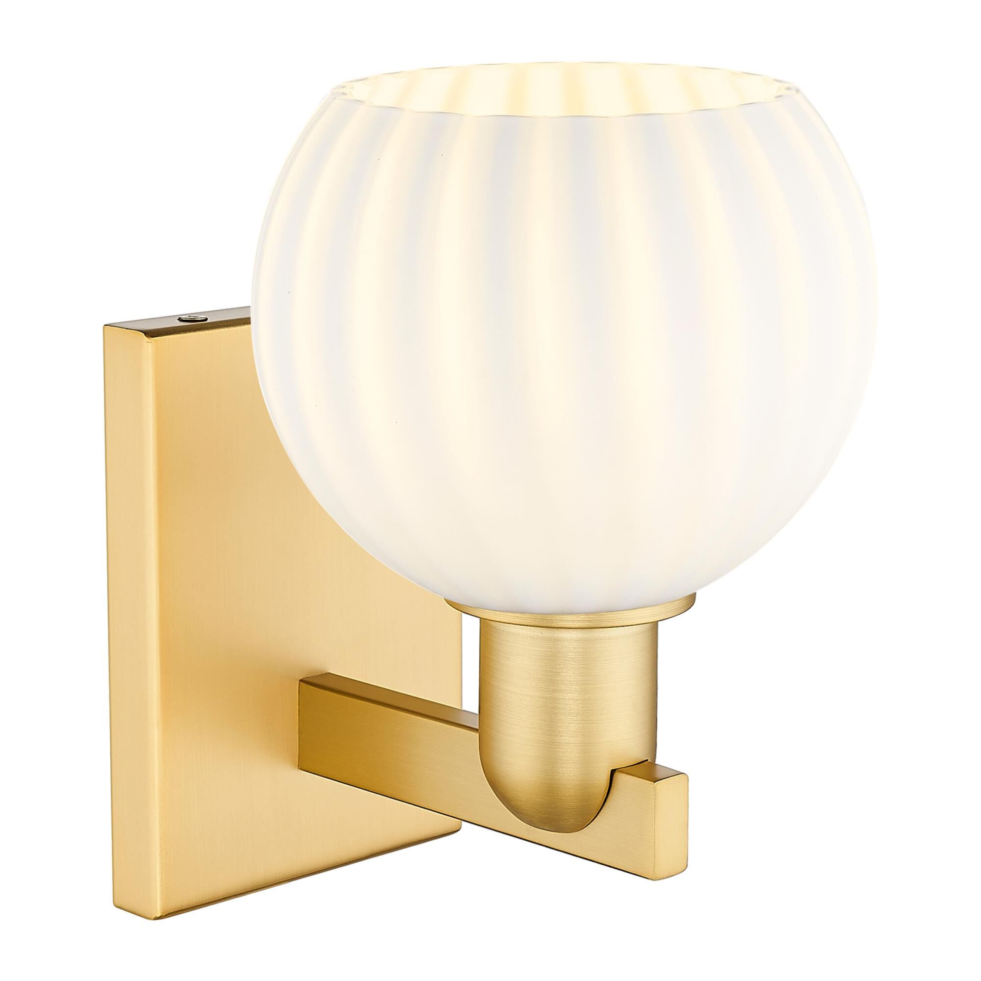 Shown in Satin Gold finish and White Venetian glass