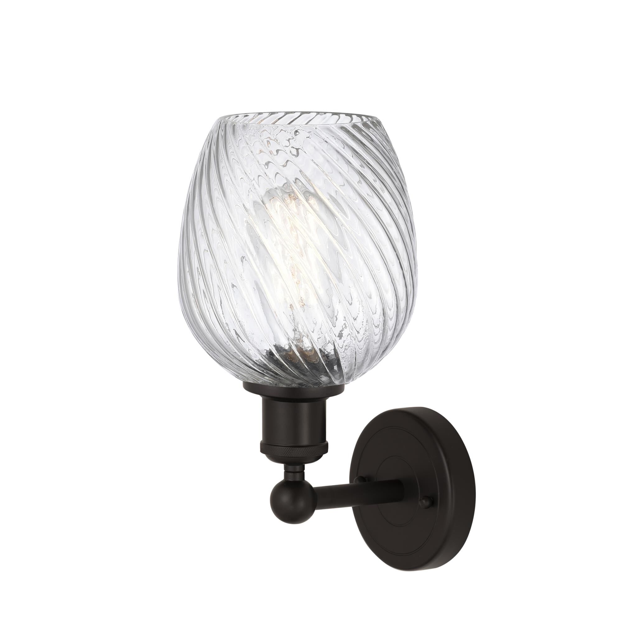 Shown in Oil Rubbed Bronze, Clear Spiral Fluted finish and Clear Spiral Fluted glass and Clear Spiral Fluted Glass shade
