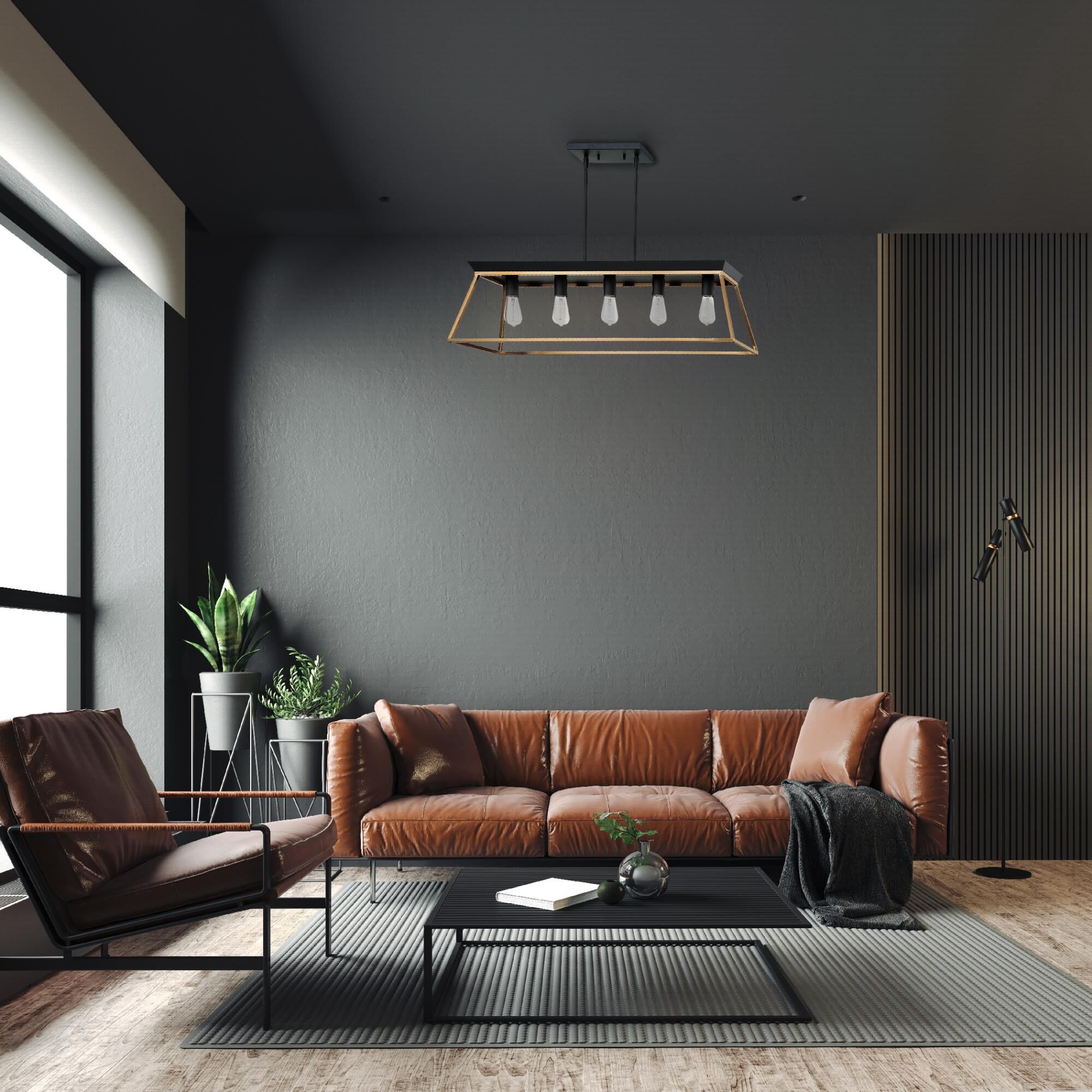 Eglo Paulino 38 Inch 5 Light Linear Suspension Light by Eglo Lighting