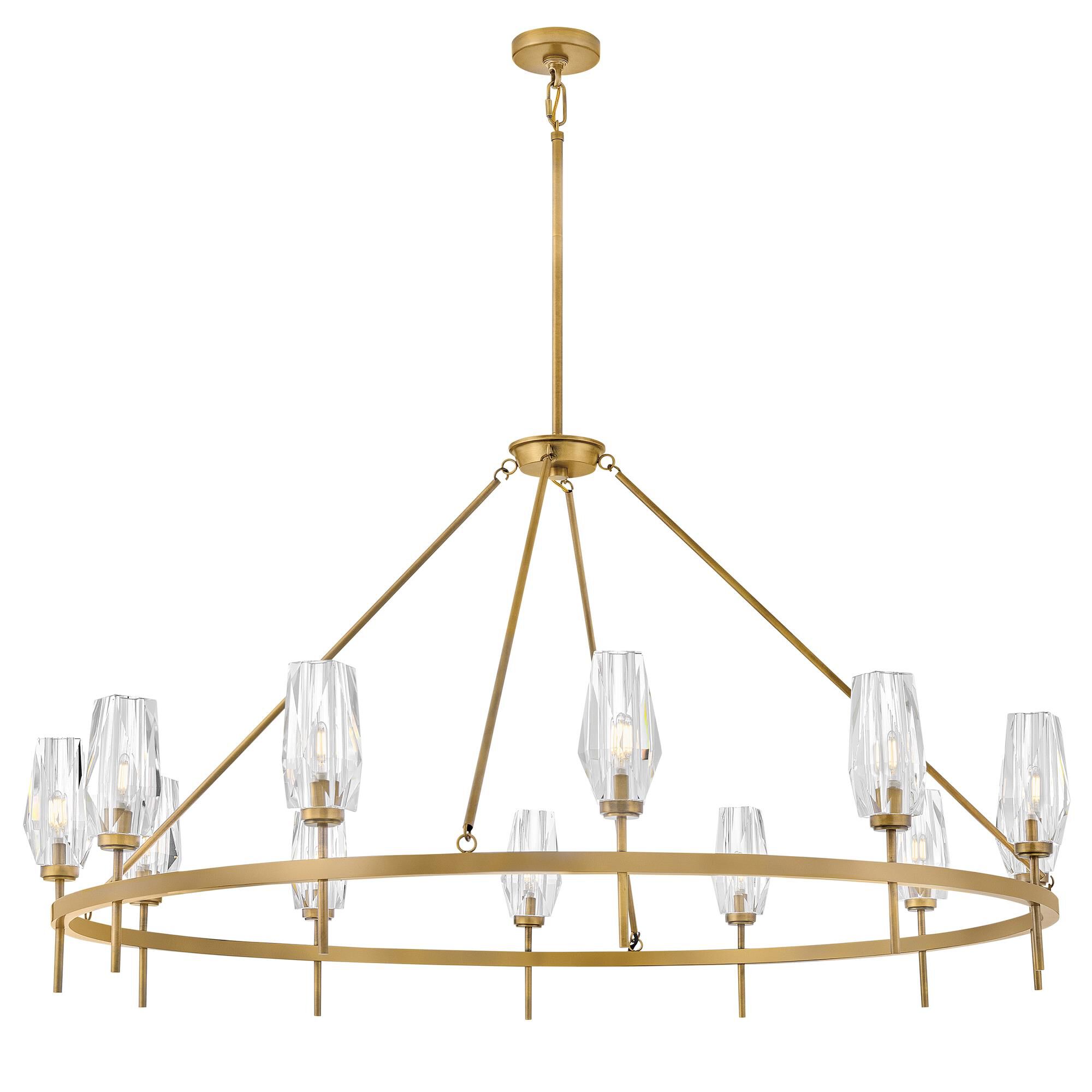 Shown in Heritage Brass finish and Faceted Clear Crystal glass