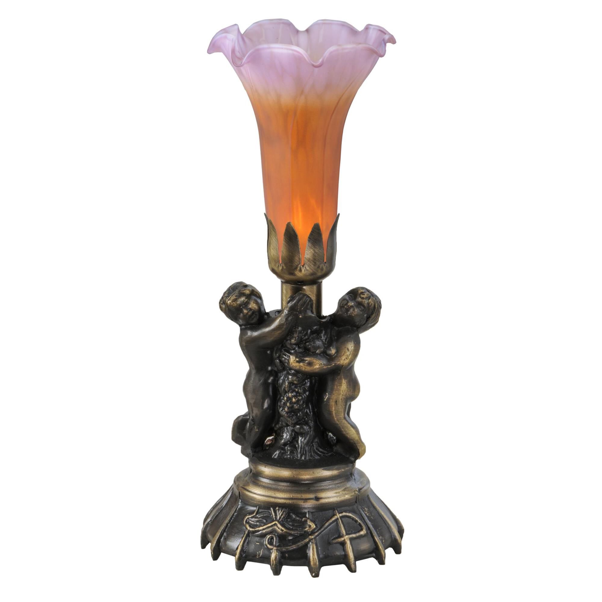 Twin Cherub Pond Lily 13 Inch Accent Lamp by Meyda Lighting