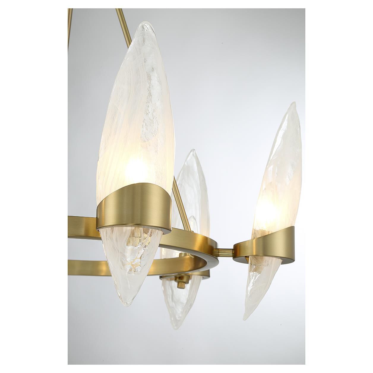 Shown in Warm Brass finish and Handmade Strie glass