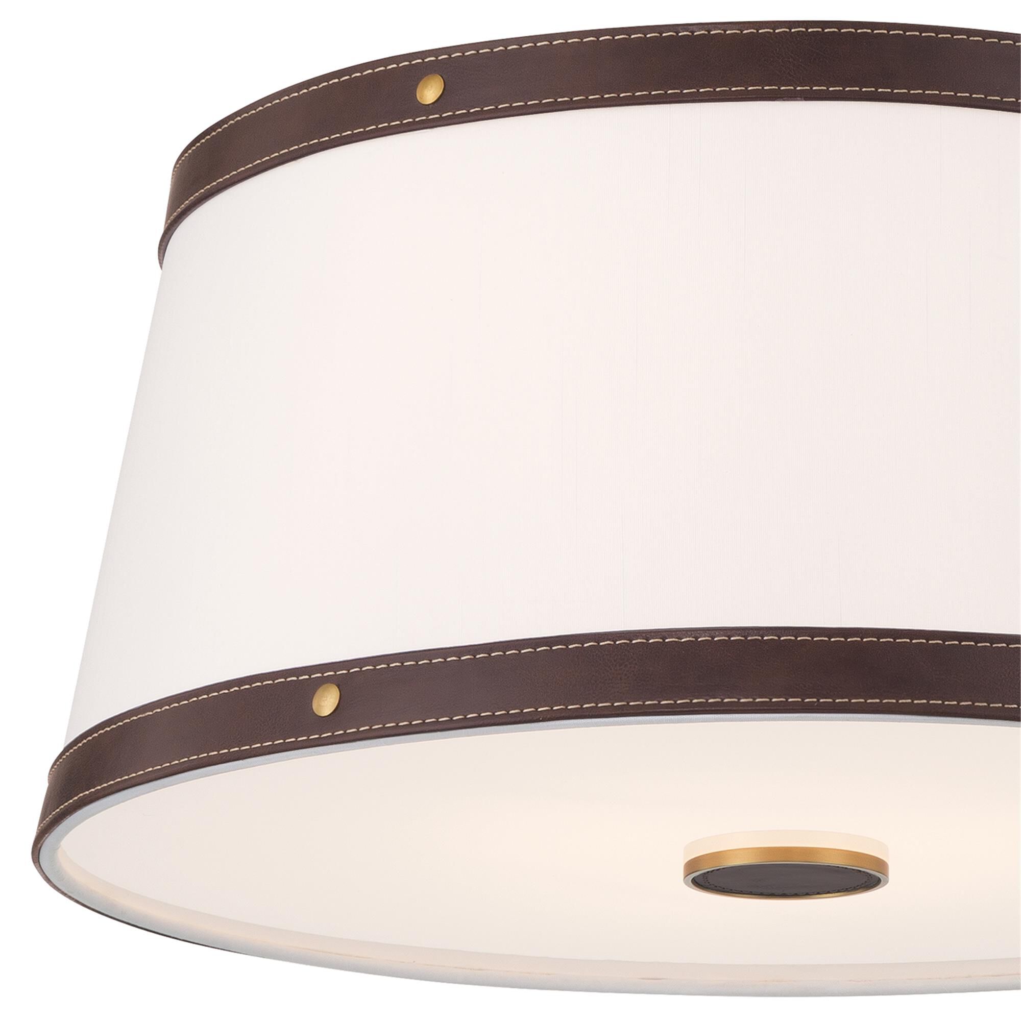 Shown in Luxe Gold finish and Fabric glass and Fabric shade
