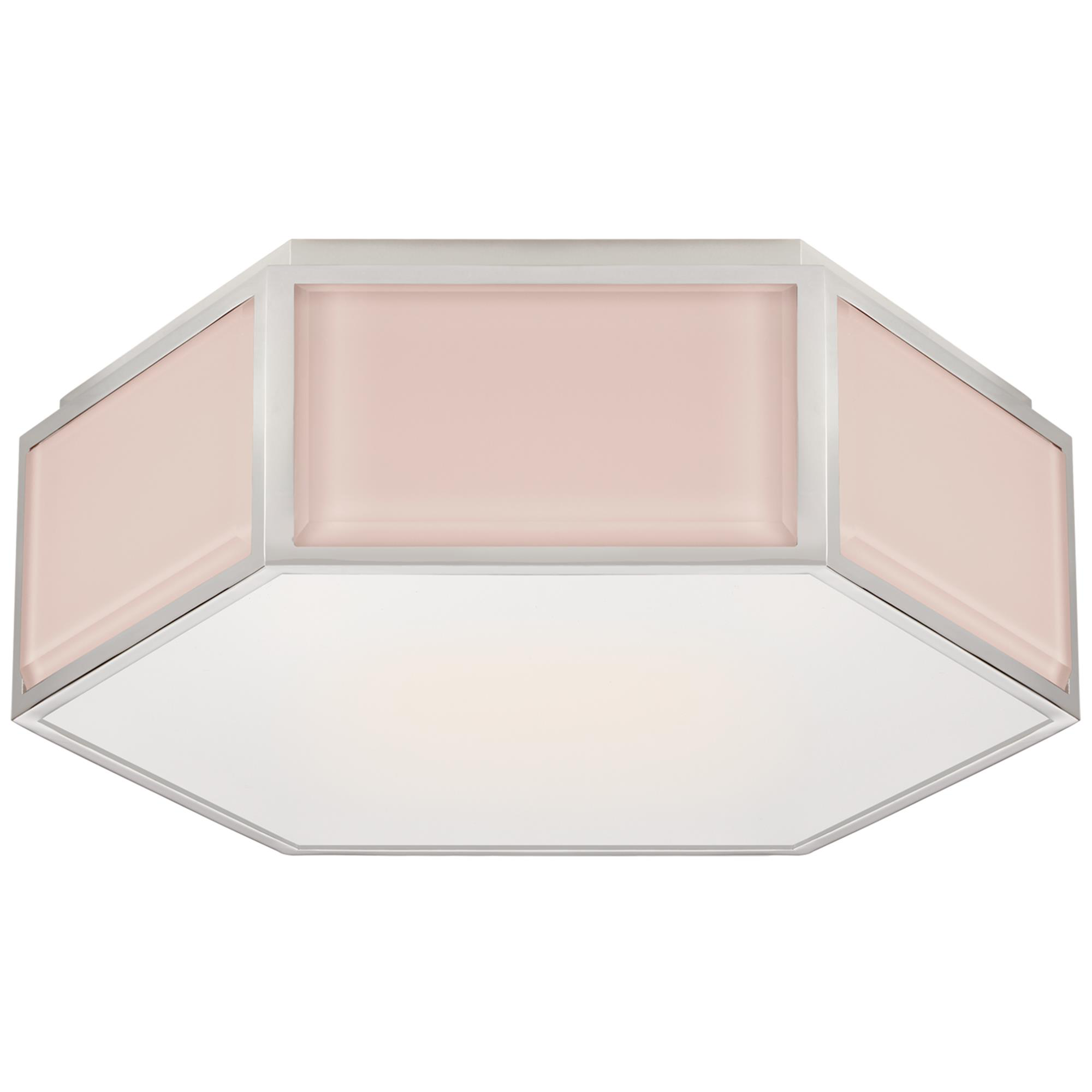 Shown in Blush and Polished Nickel finish and Frosted Glass glass