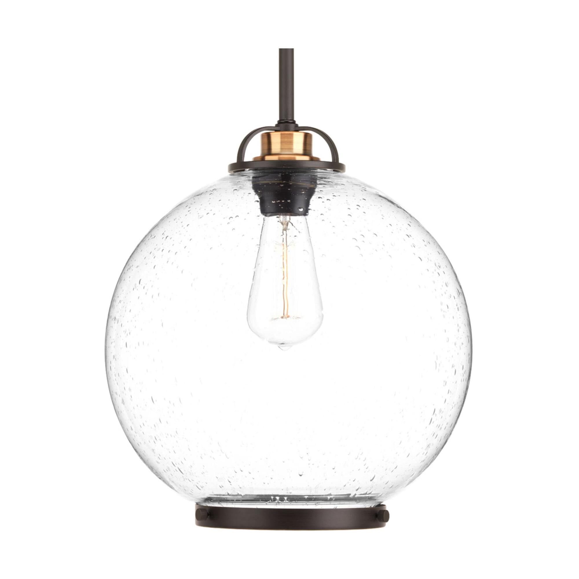 Shown in Antique Bronze finish and Clear Seeded Opal Etched glass