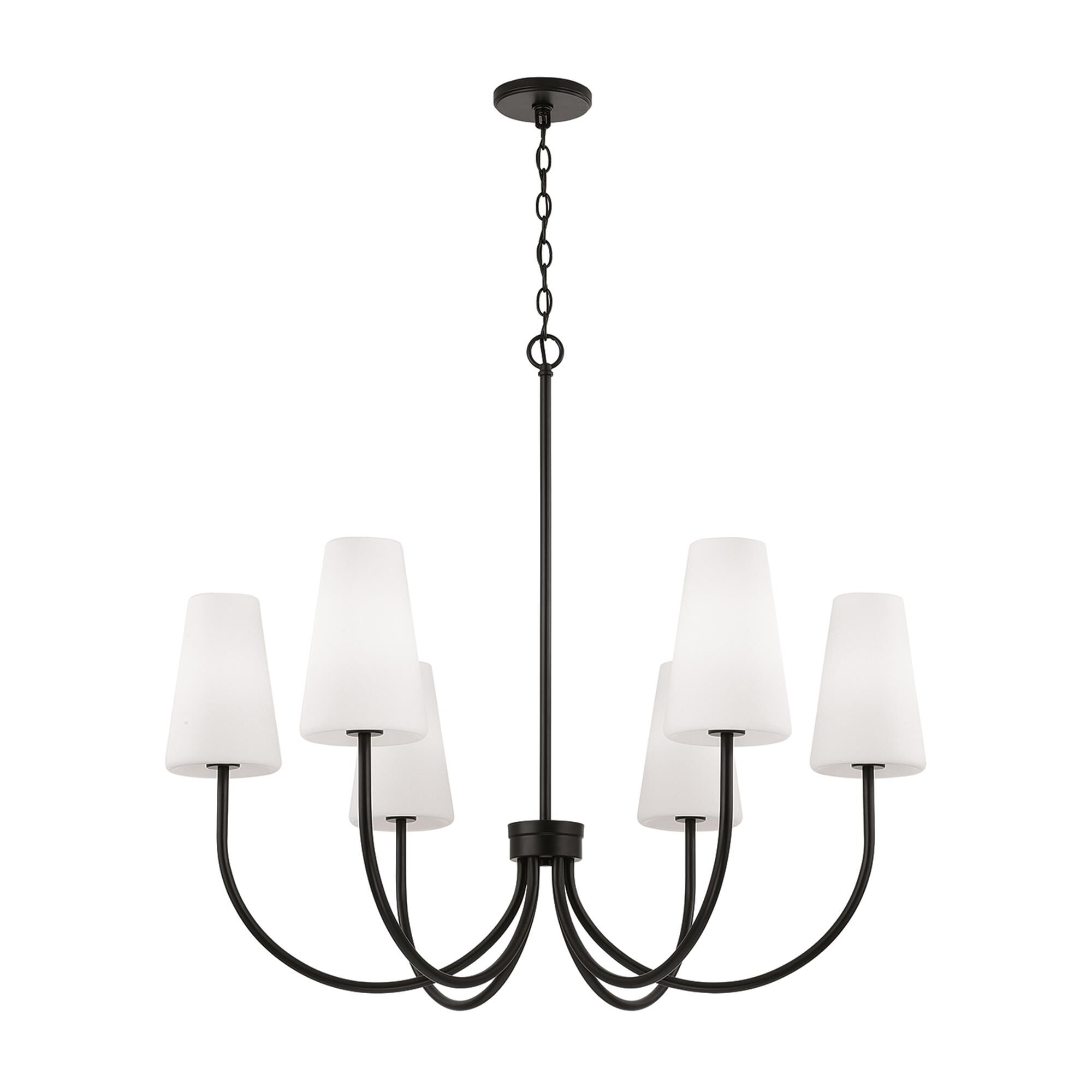 Shown in Matte Black finish and Soft White glass