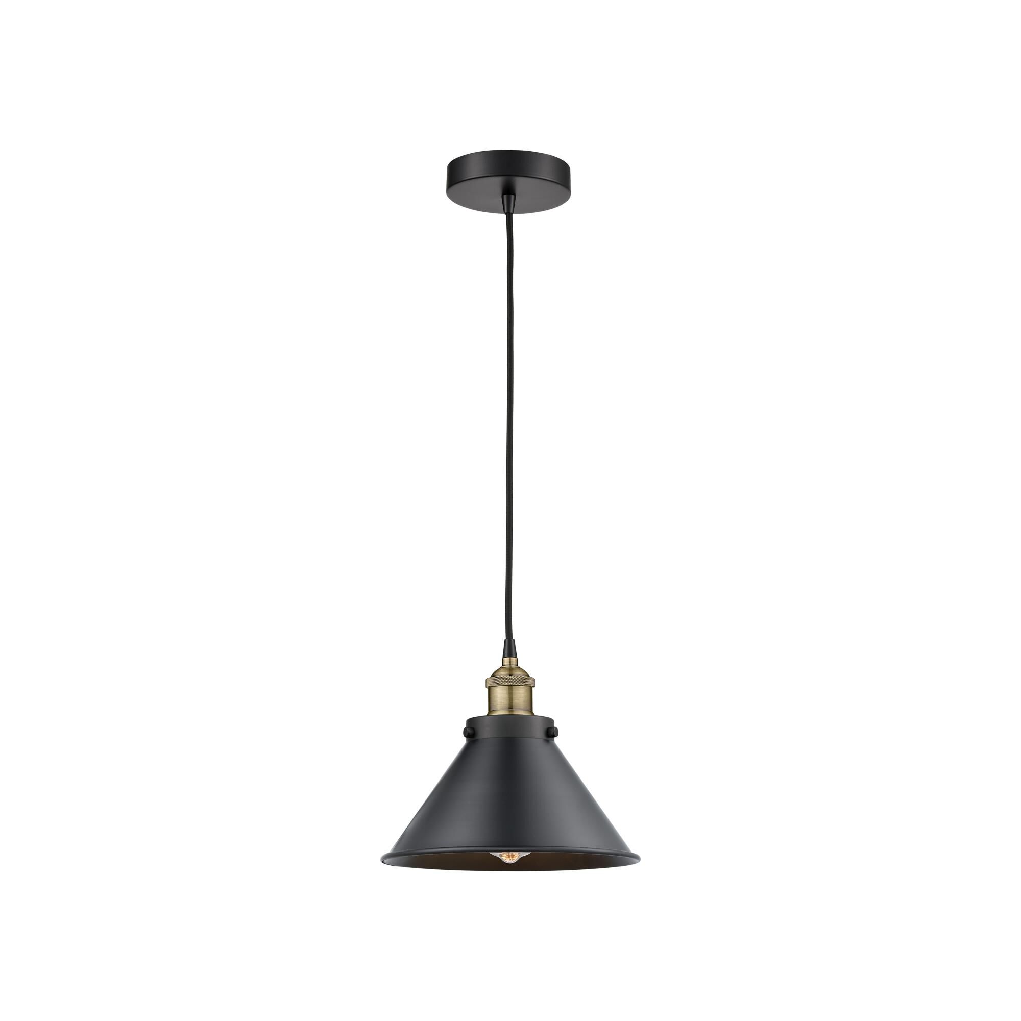 Shown in Black Antique Brass and Matte Black finish and Matte Black shade