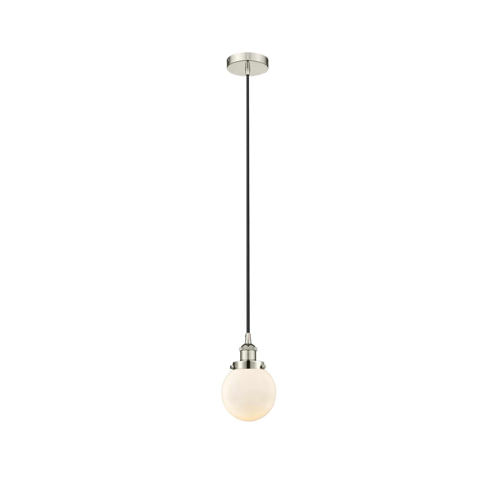 Shown in Polished Nickel finish and Matte White glass