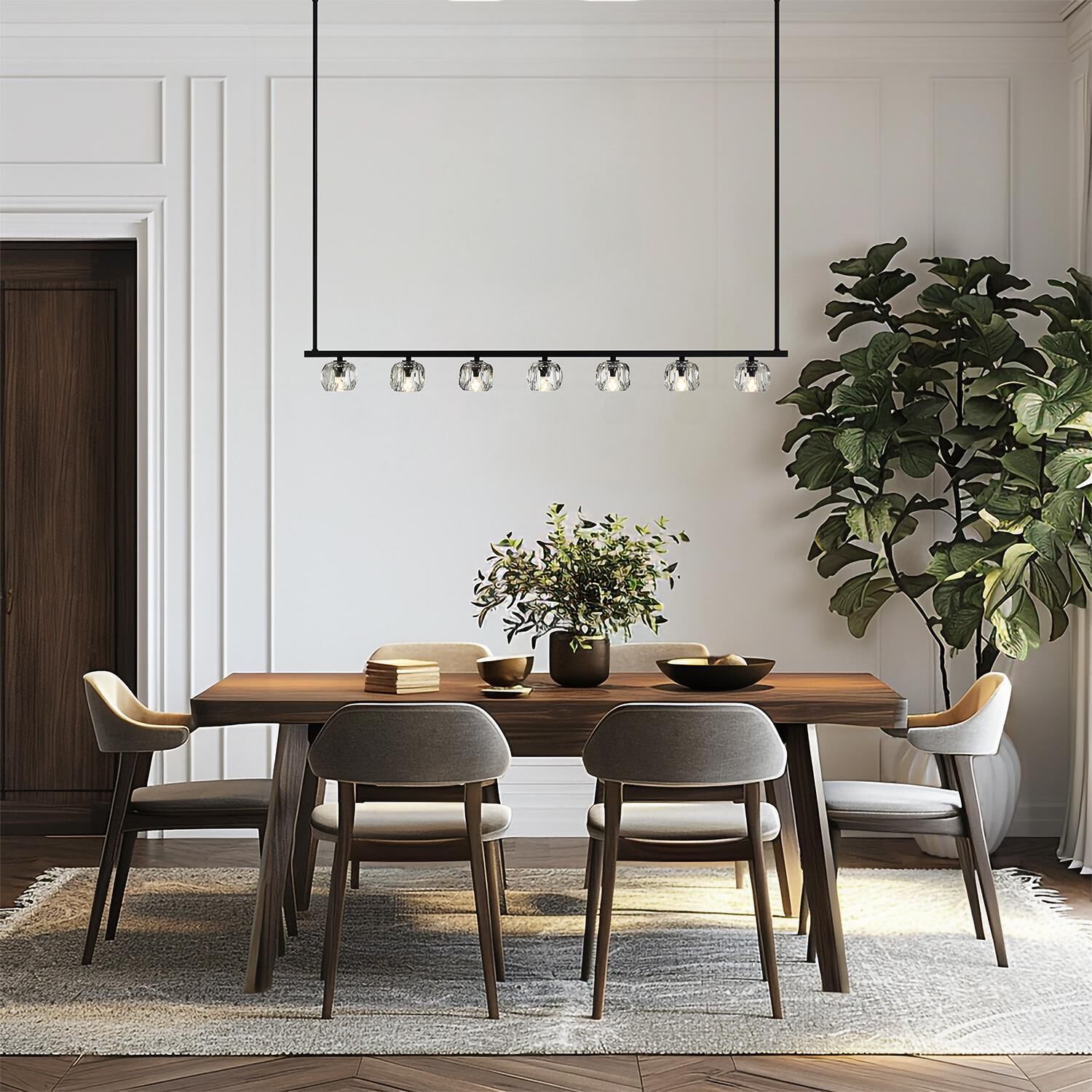 Shown in Matte Black finish and Faceted Cut glass