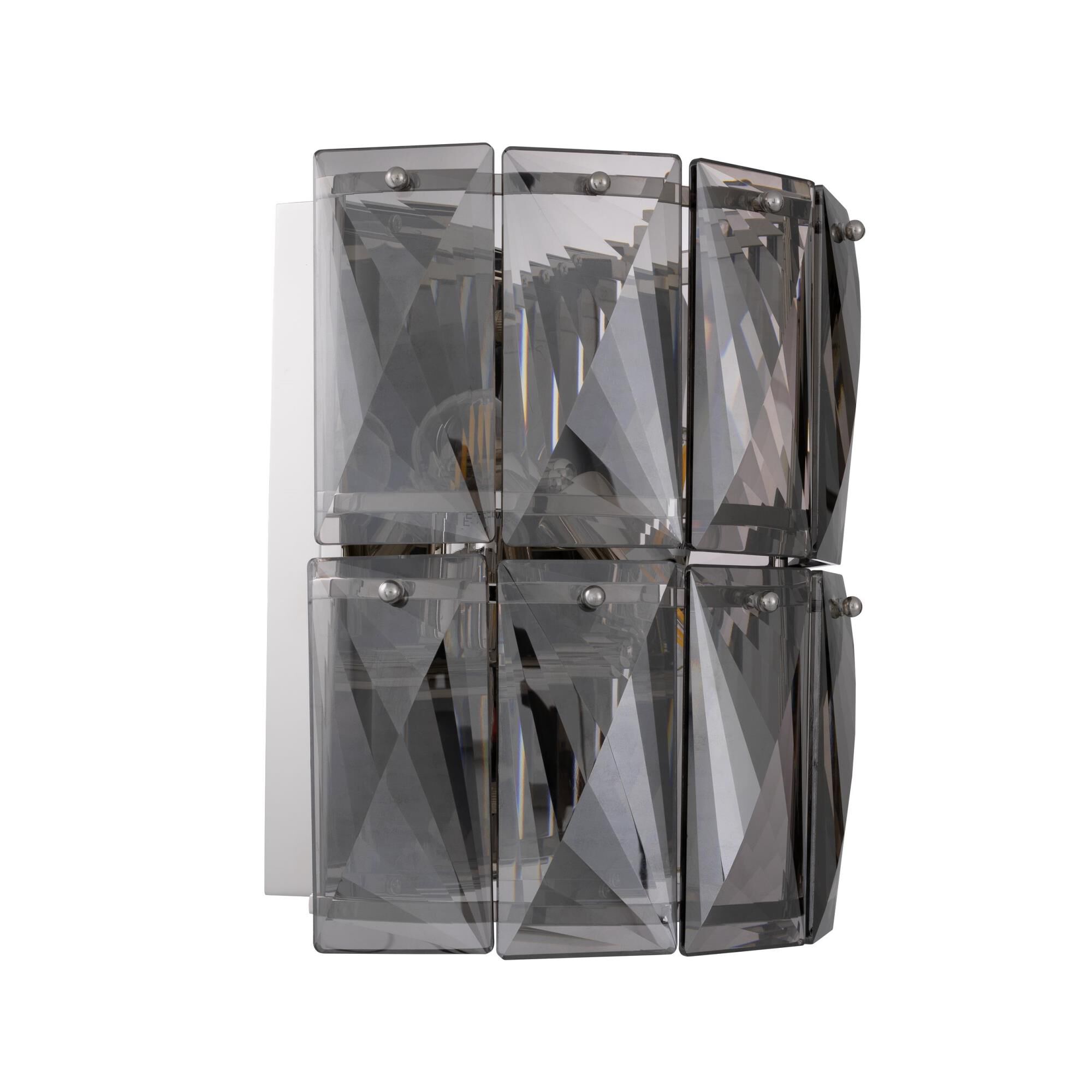 Shown in Nickel finish and Smoke Crystal glass