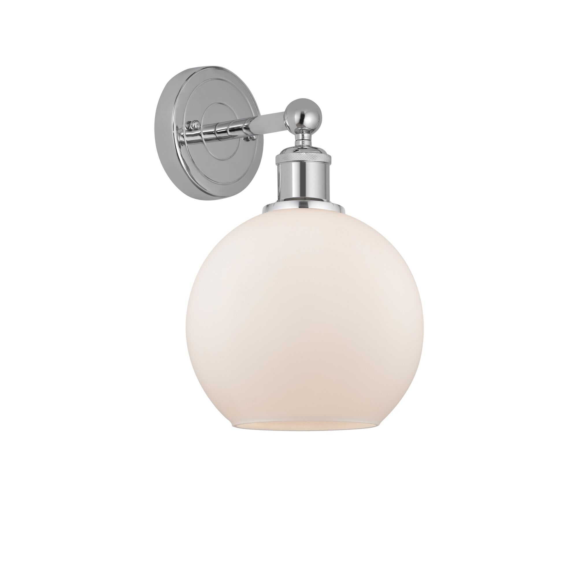 Shown in Polished Chrome finish and Matte White glass